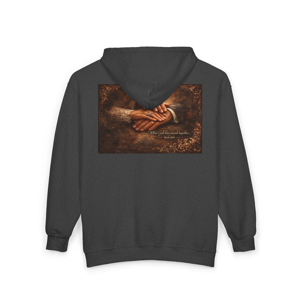 Hold My Hand and Together – Inspirational Prayer Hands Zip Hoodie | Faith Inspired Christian Hoodie
