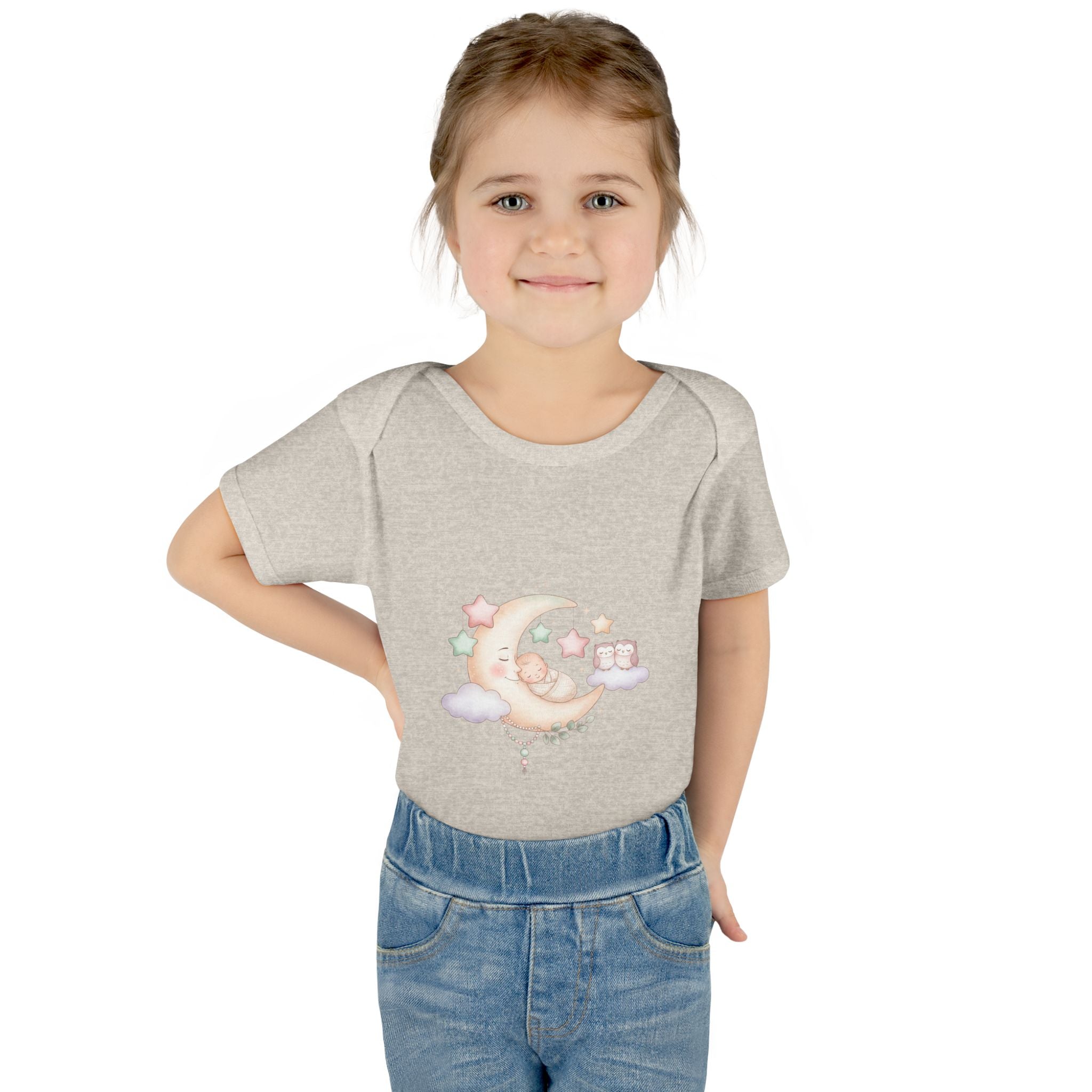 Pastel Moon & Stars Baby Bodysuit – Sleepy Moon Newborn Onesie | Cozy Baby Outfit