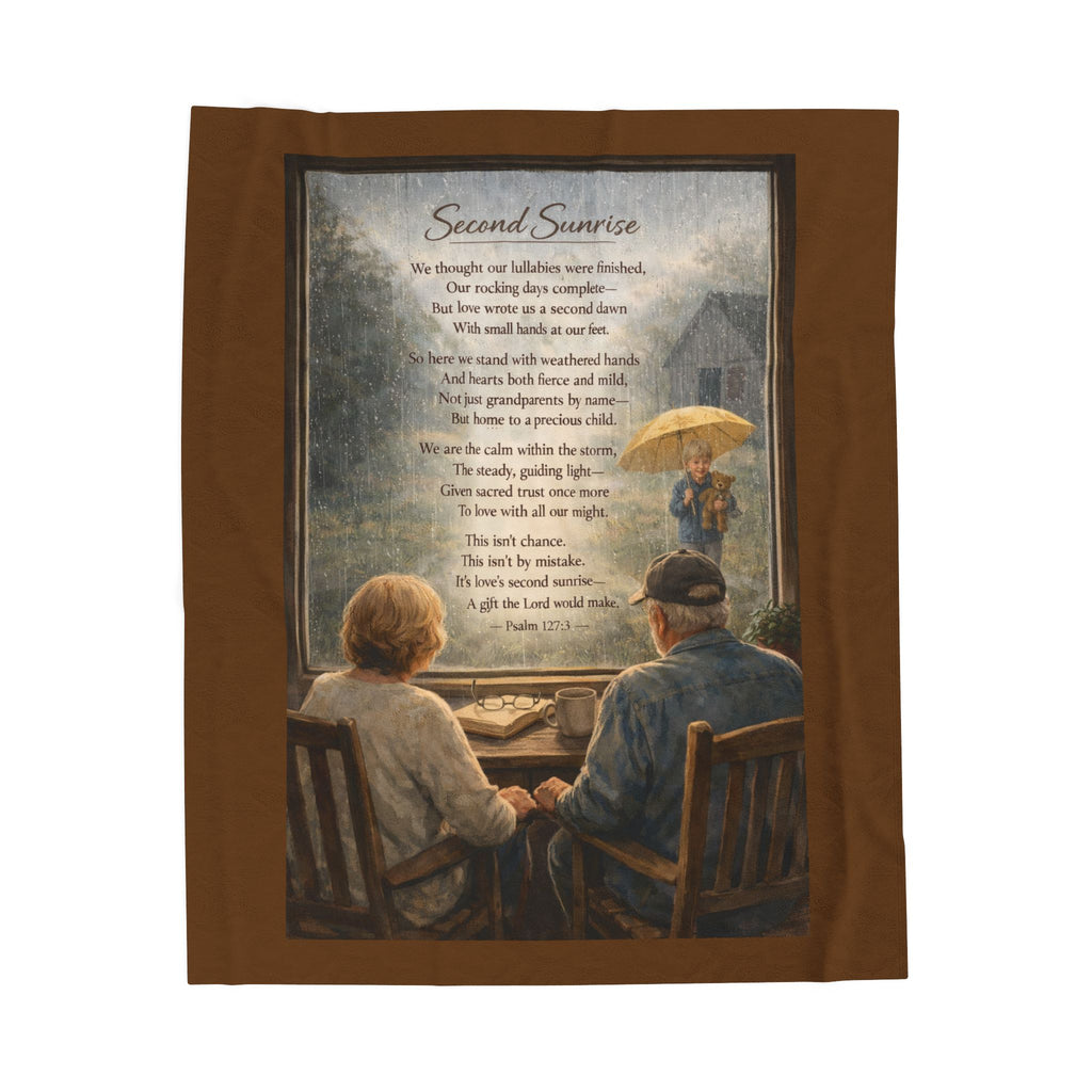 Second Sunrise - Velveteen Plush Blanket with Rainy Window Scene