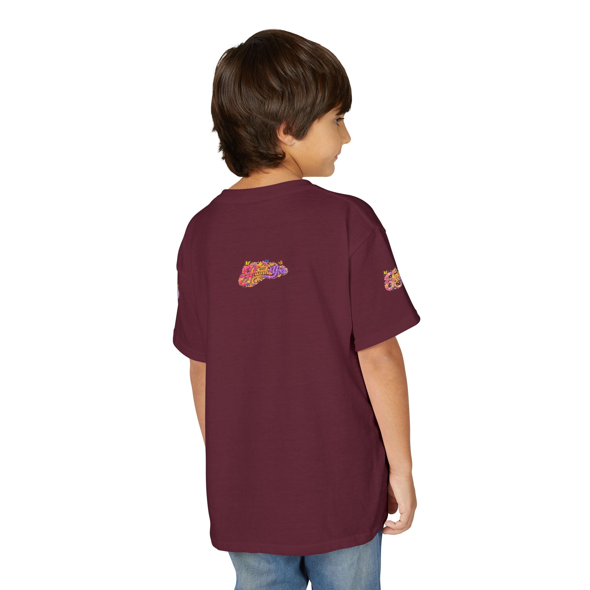 Youth Jesus Floral Butterfly T-Shirt – Christian Kids Faith Tee | Gratitude Sneaker Style Shirt