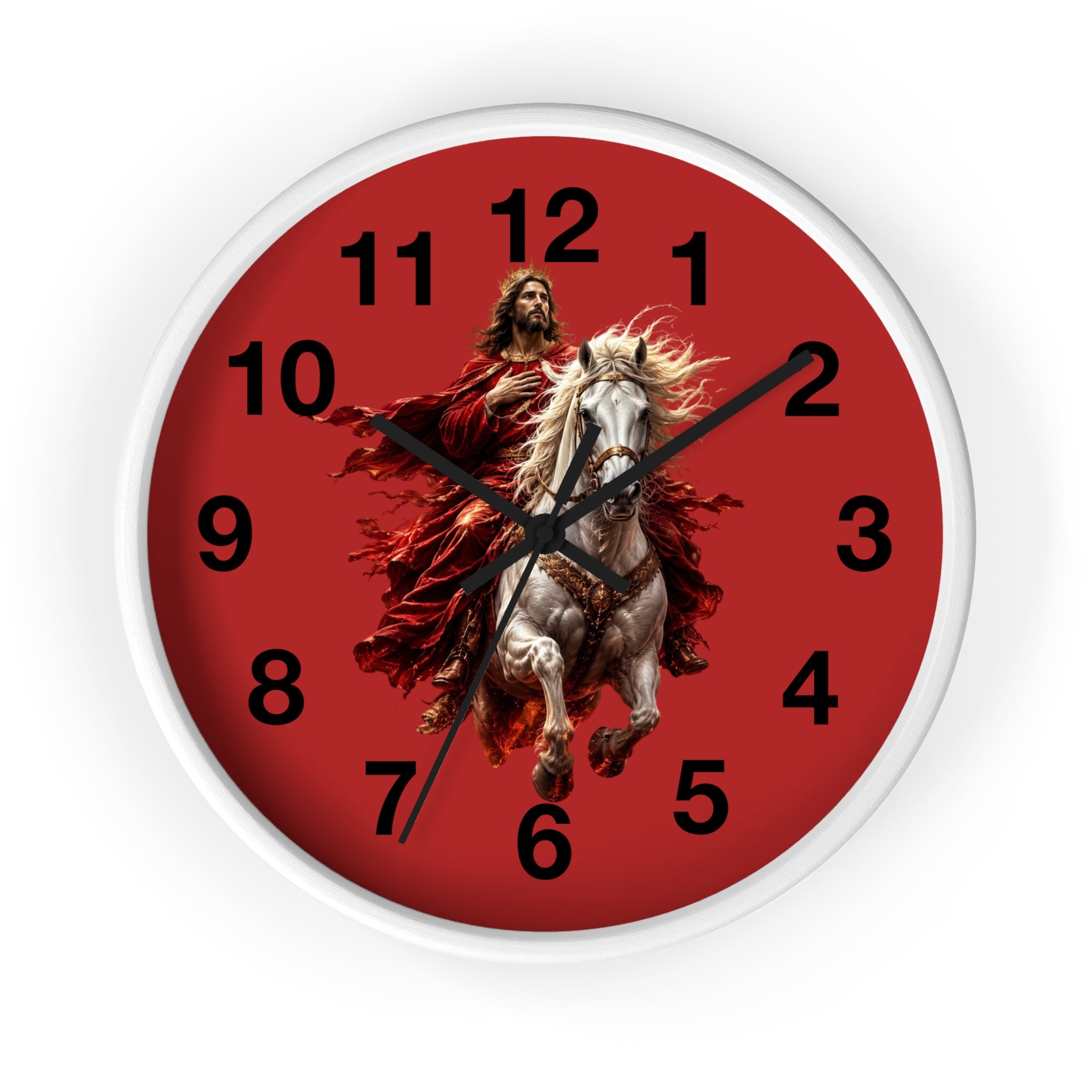 Jesus on White Horse Wall Clock | Christian Biblical Home Decor | Faith Inspired Silent Wall Clock