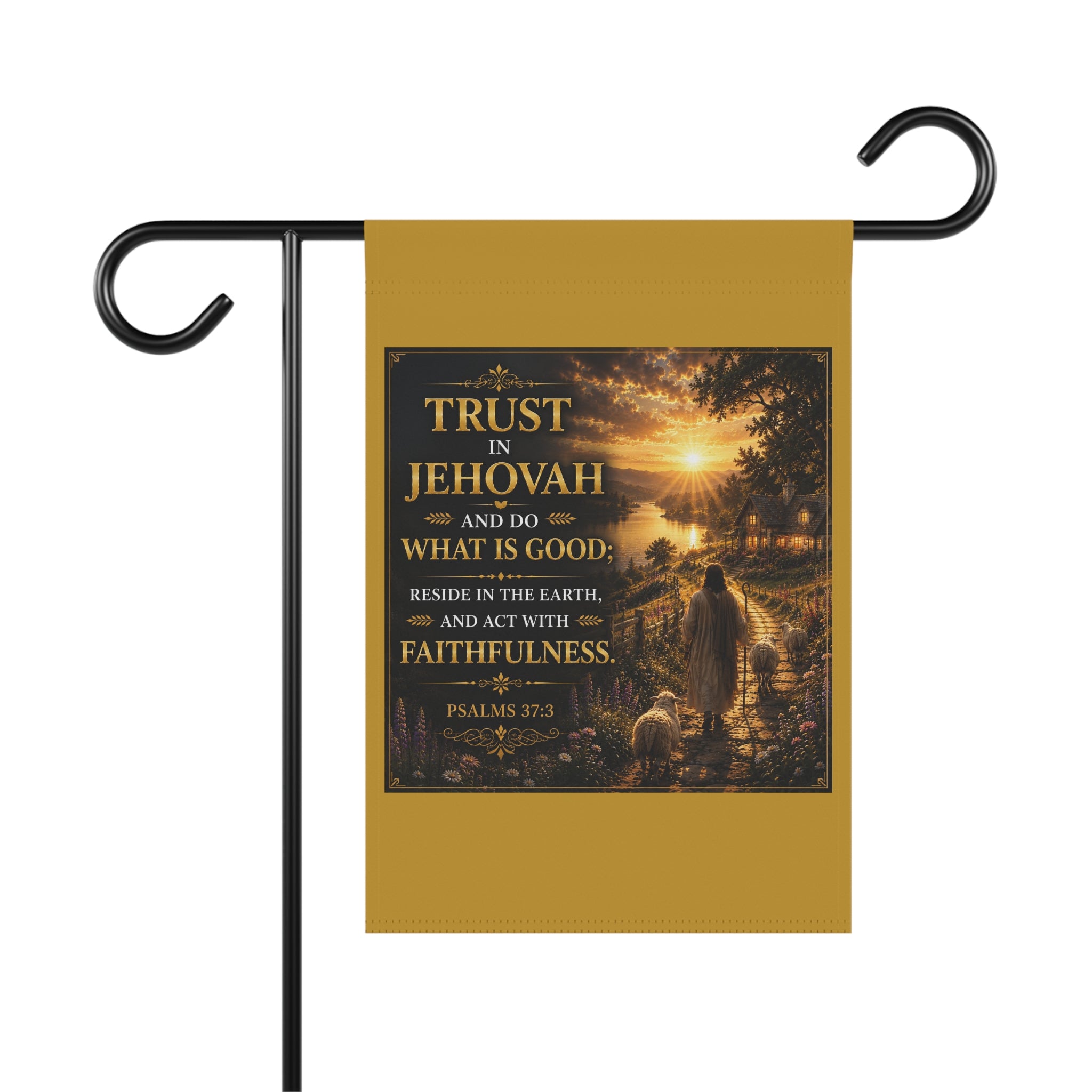 Trust in Jehovah Garden Banner | Psalm 37:3 Shepherd Yard Flag | Inspirational Christian Outdoor Decor