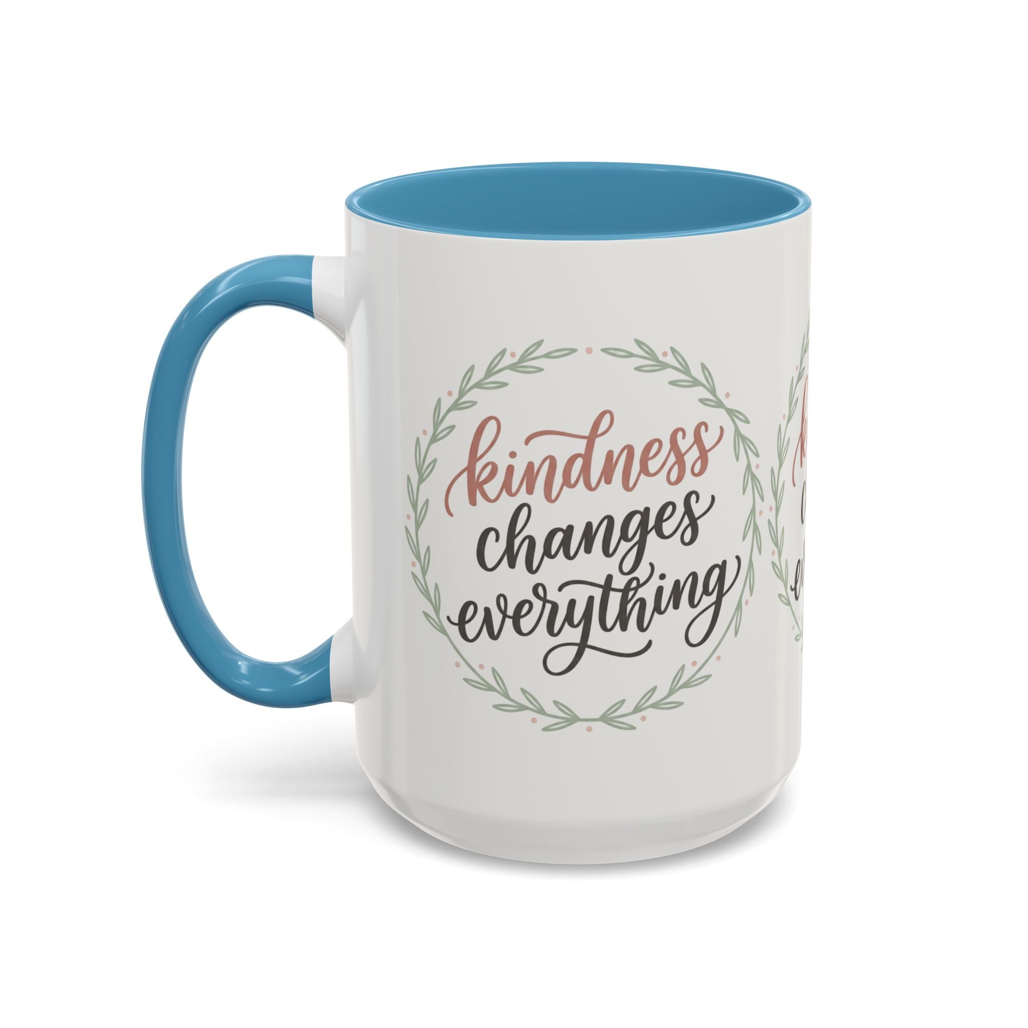 Kindness Changes Everything Accent Coffee Mug | Inspirational Ceramic Mug | Faith Freedom Creations