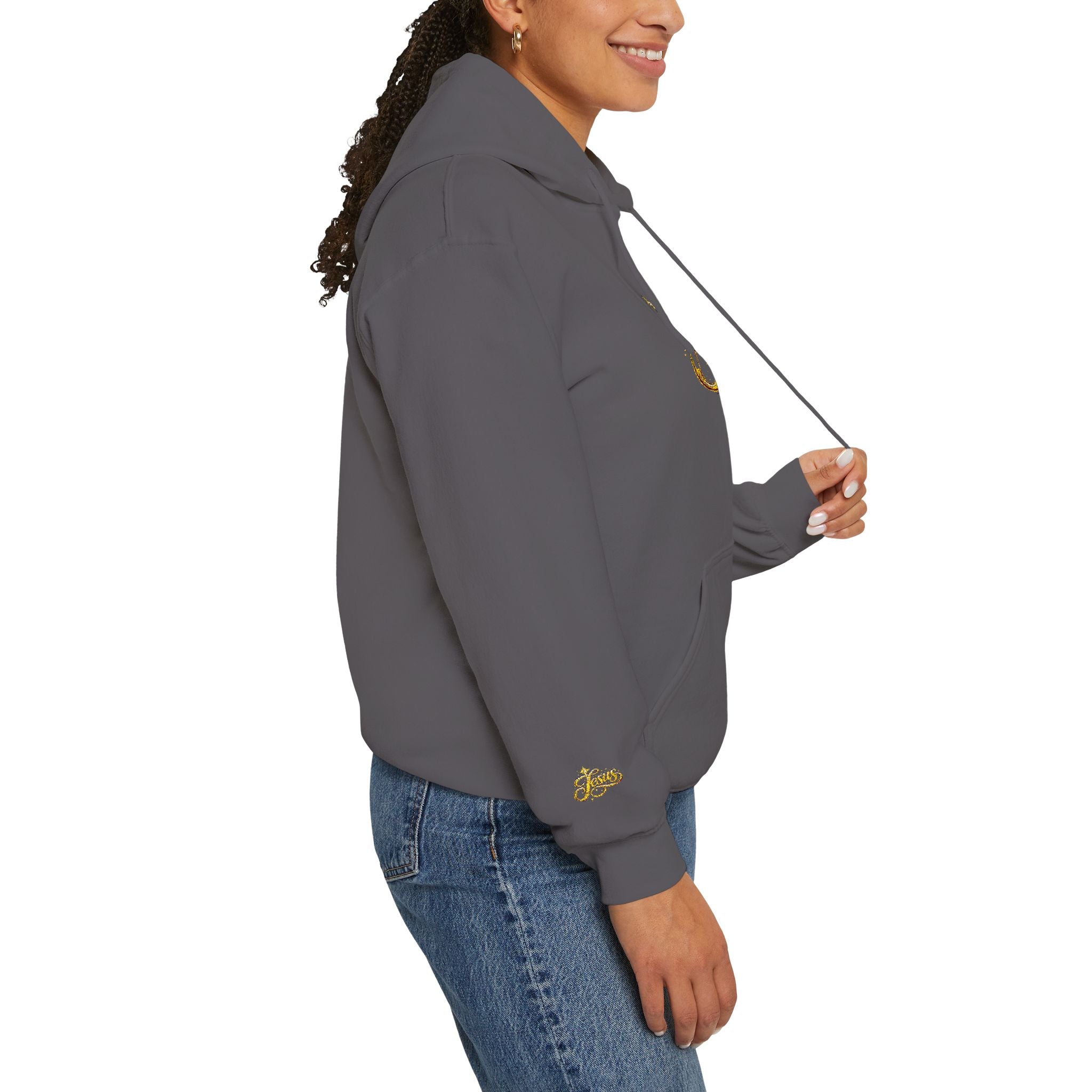 Jesus Gold Script Hoodie – Sparkle Christian Faith Pullover | Inspirational Hoodie
