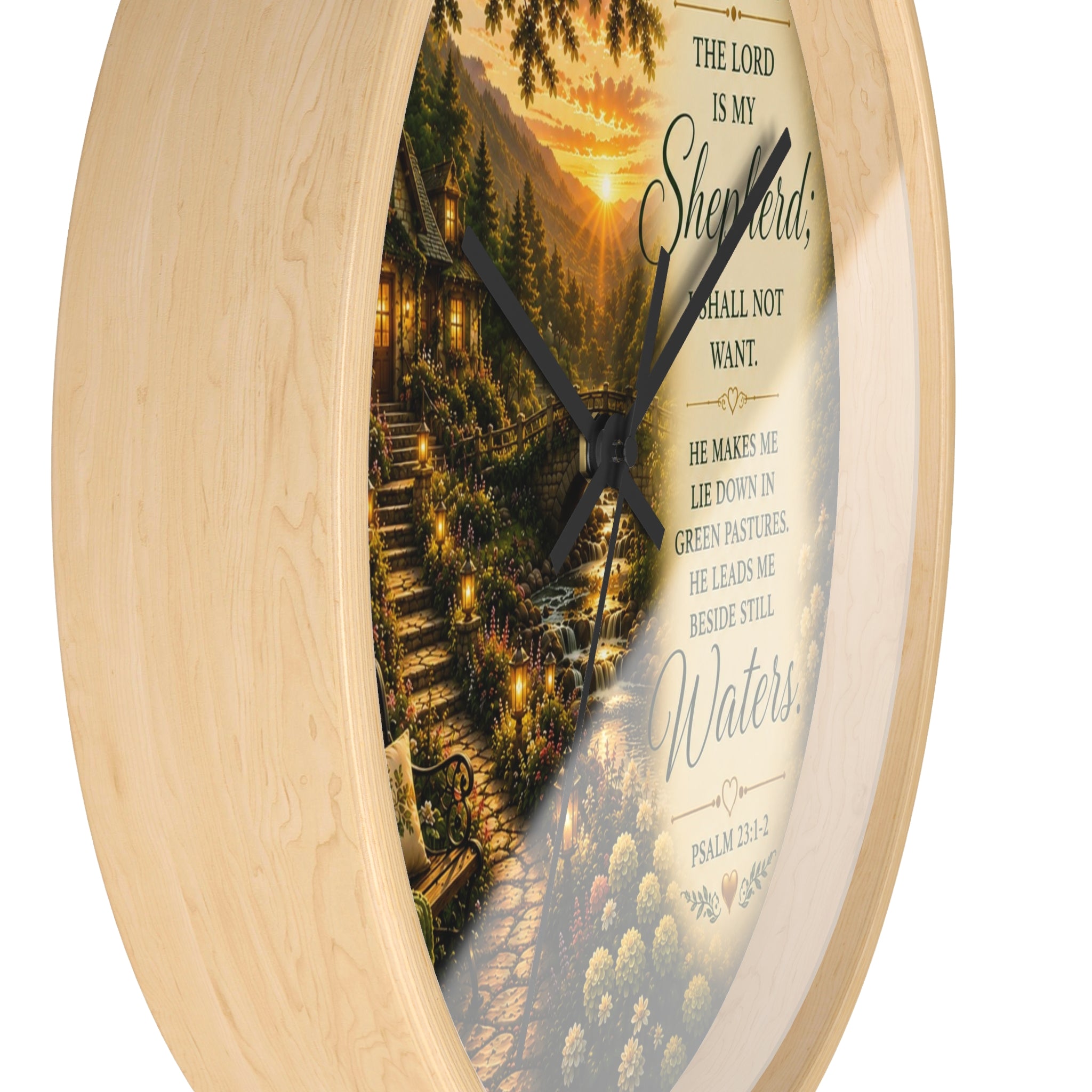 Psalm 23 Wall Clock | The Lord Is My Shepherd Christian Clock | Inspirational Faith Decor