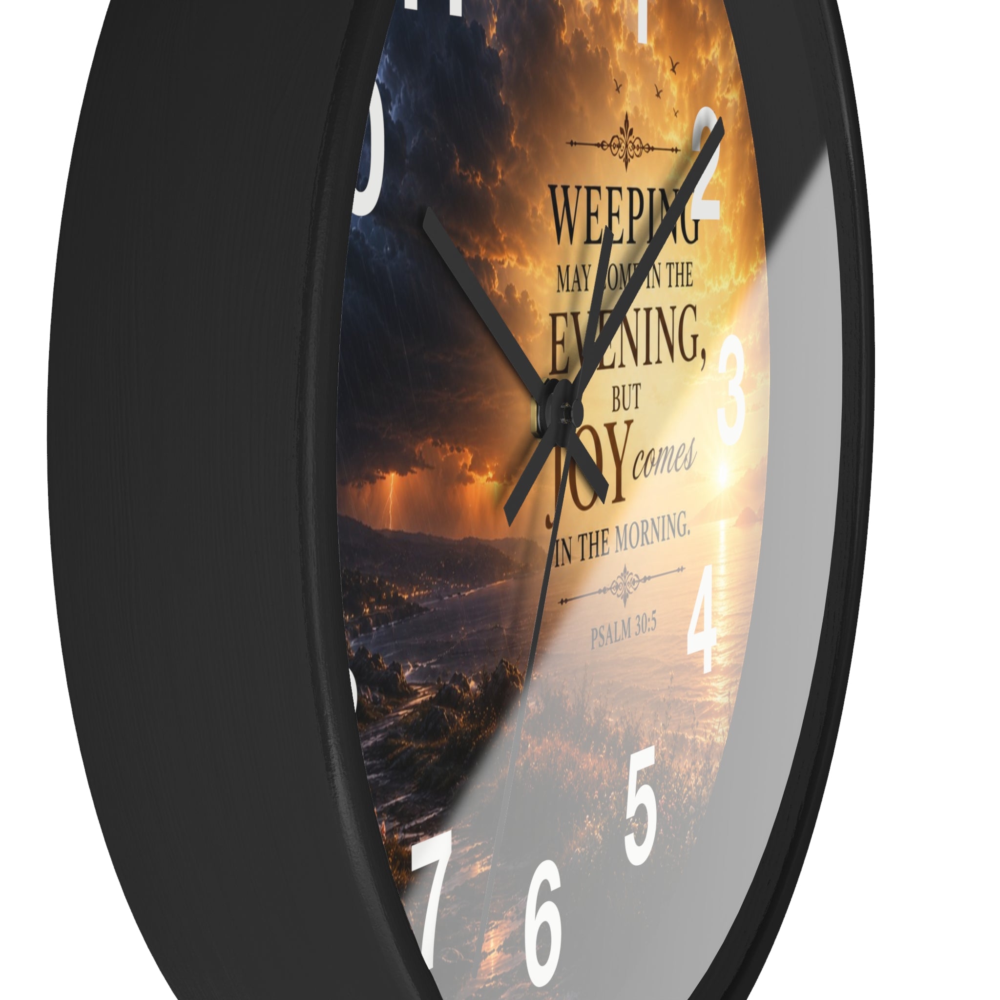 Psalm 30:5 Wall Clock | Joy Comes in the Morning Christian Clock | Inspirational Faith Decor