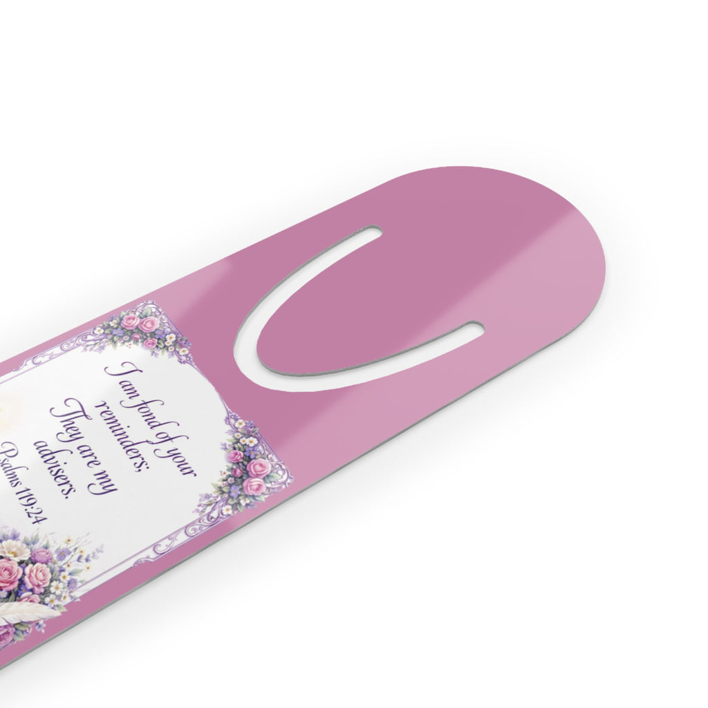 Inspirational Christian aluminum bookmark featuring floral artwork and the message “I Am With You,” with a brushed metal backing and secure page-holding slot for Bibles, journals, and books.