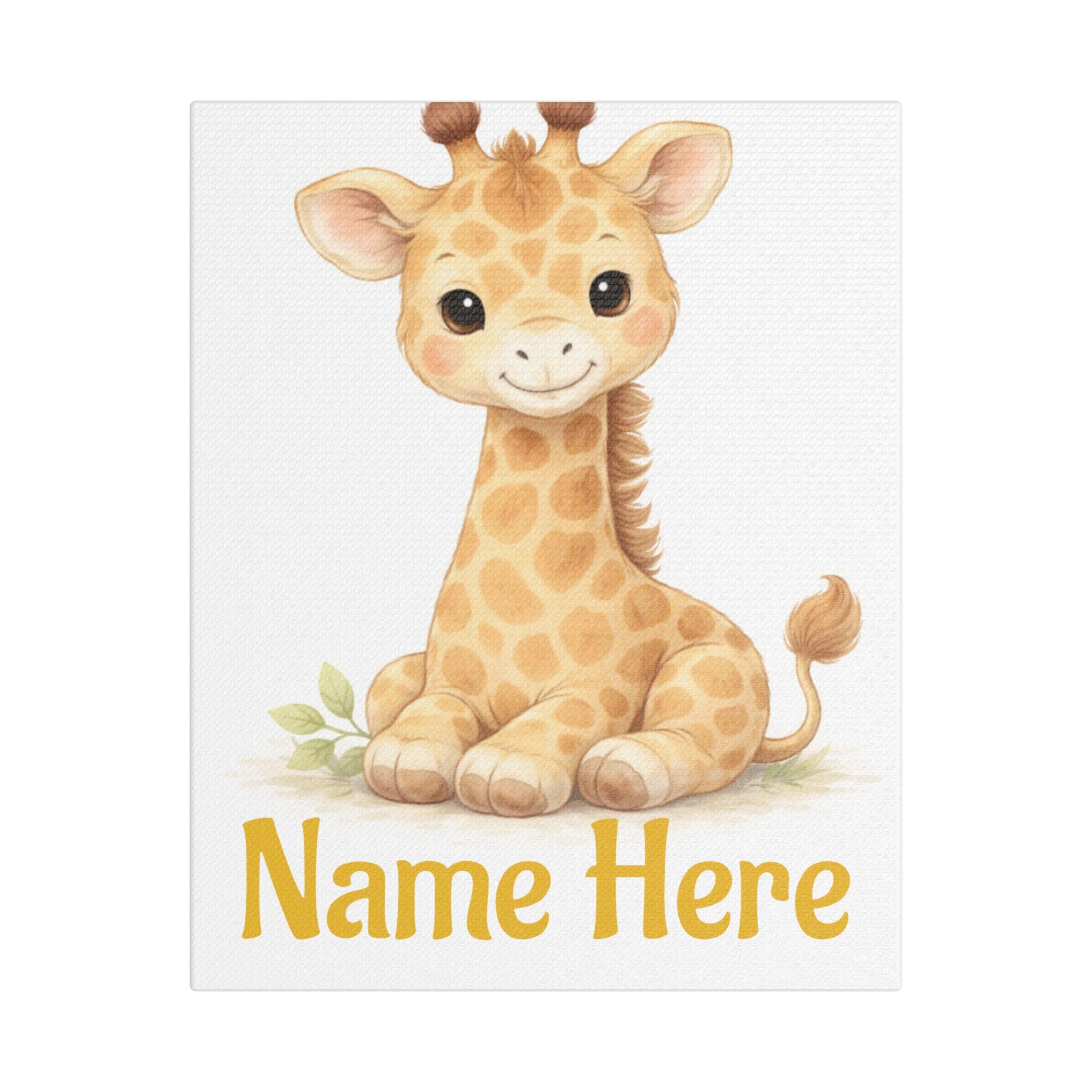 Personalized Giraffe Canvas — Custom Name Nursery Wall Art
