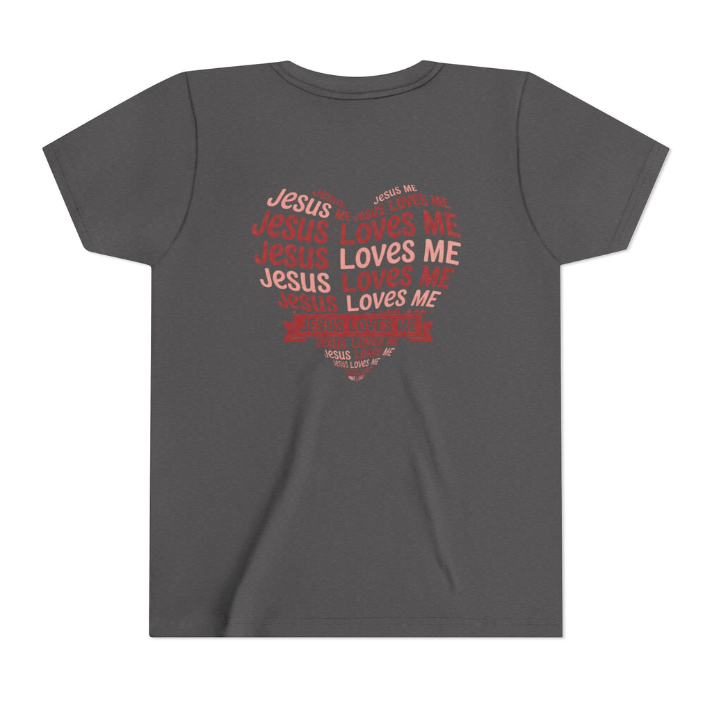 Jesus Loves Me Youth T-Shirt – Heart Word Cloud Christian Kids Tee | Faith Inspired Youth Shirt