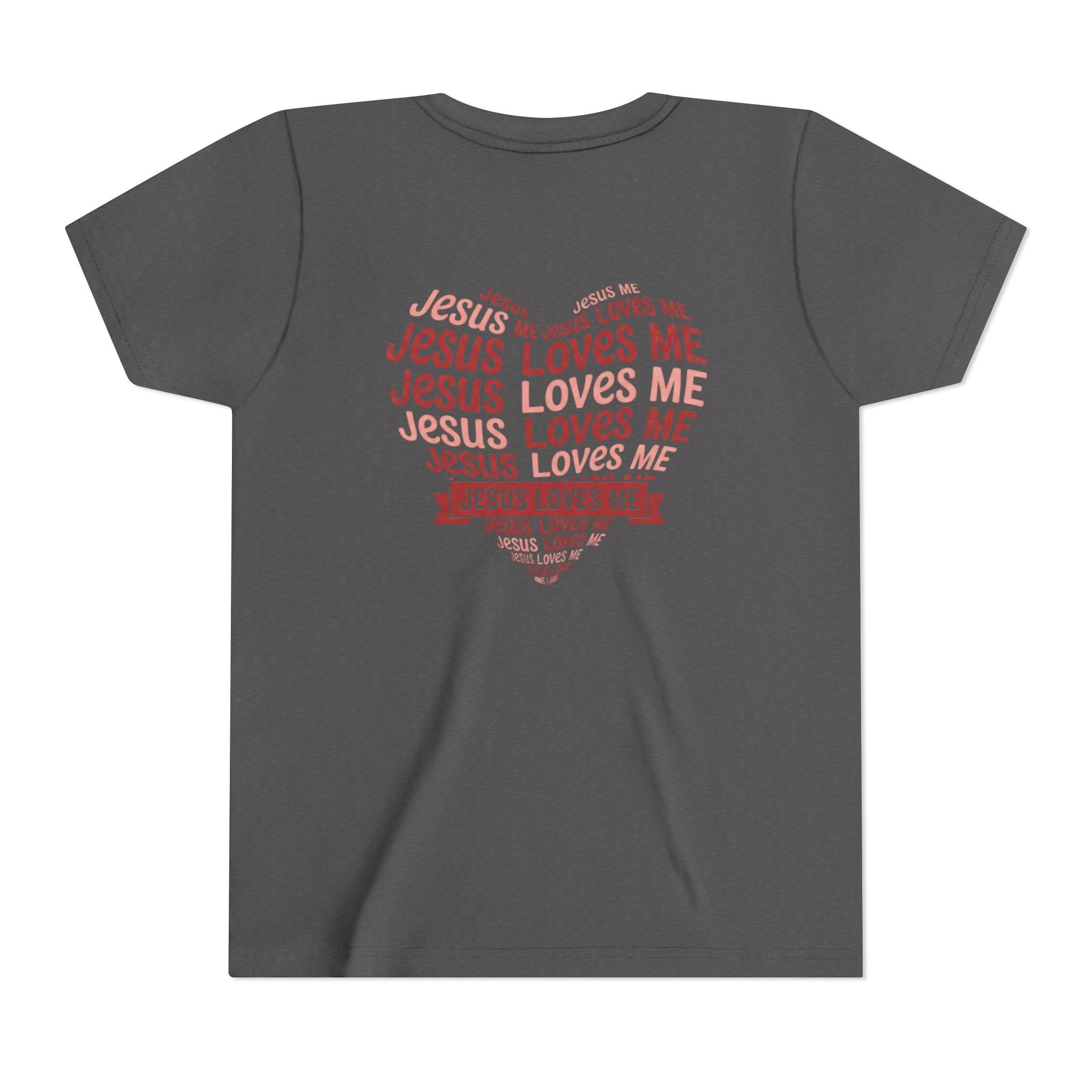 Jesus Loves Me Youth T-Shirt – Heart Word Cloud Christian Kids Tee | Faith Inspired Youth Shirt