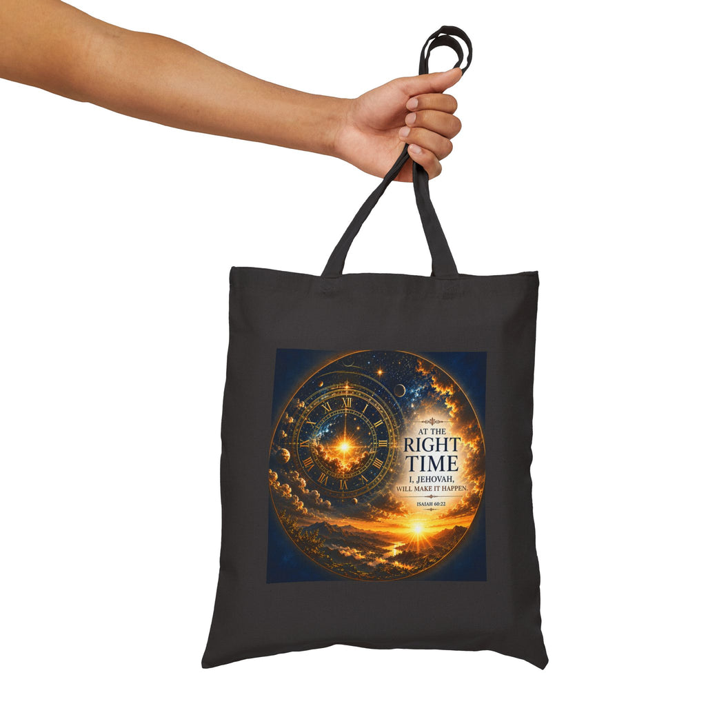 Isaiah 60:22 Tote Bag | At the Right Time Canvas Tote | Inspirational Scripture Carryall