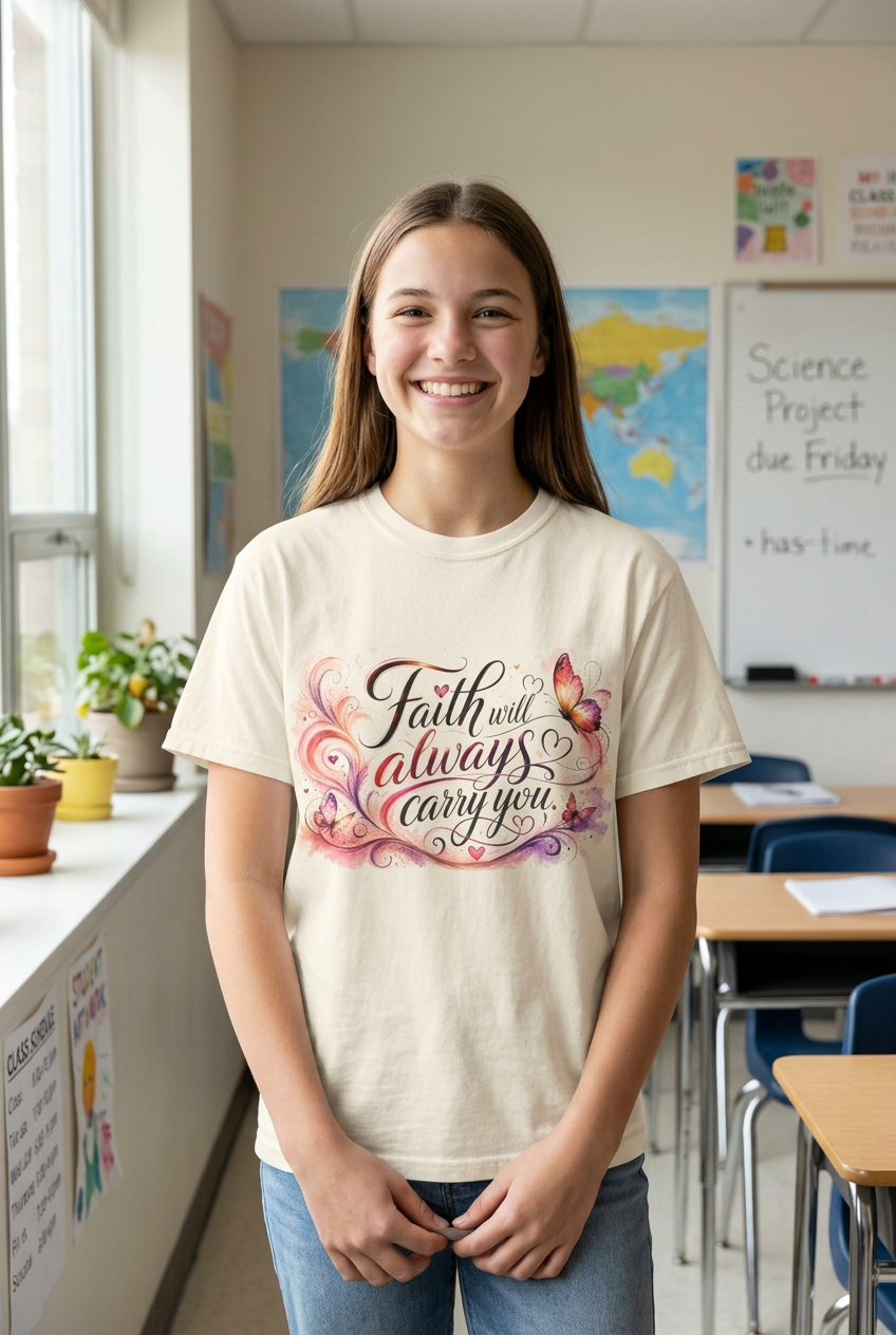 Faith Will Always Carry You T-Shirt | Butterfly Inspirational Comfort Colors® Tee