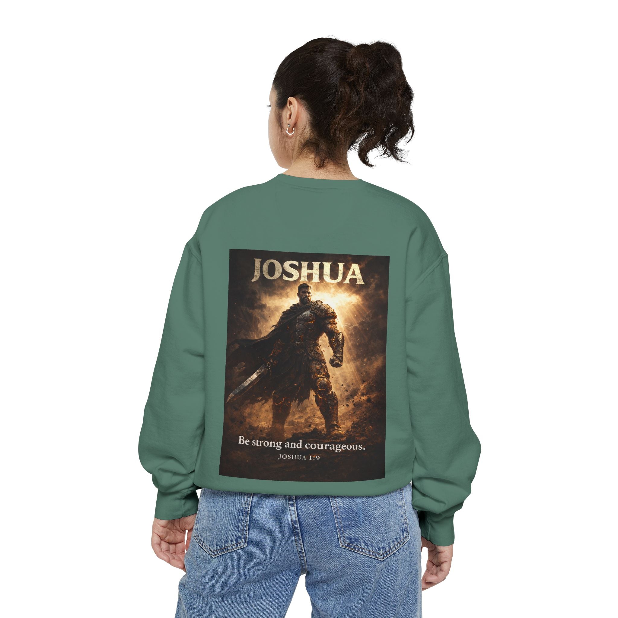Joshua Courage Sweatshirt | Be Strong and Courageous Christian Crewneck | Inspirational Faith Apparel