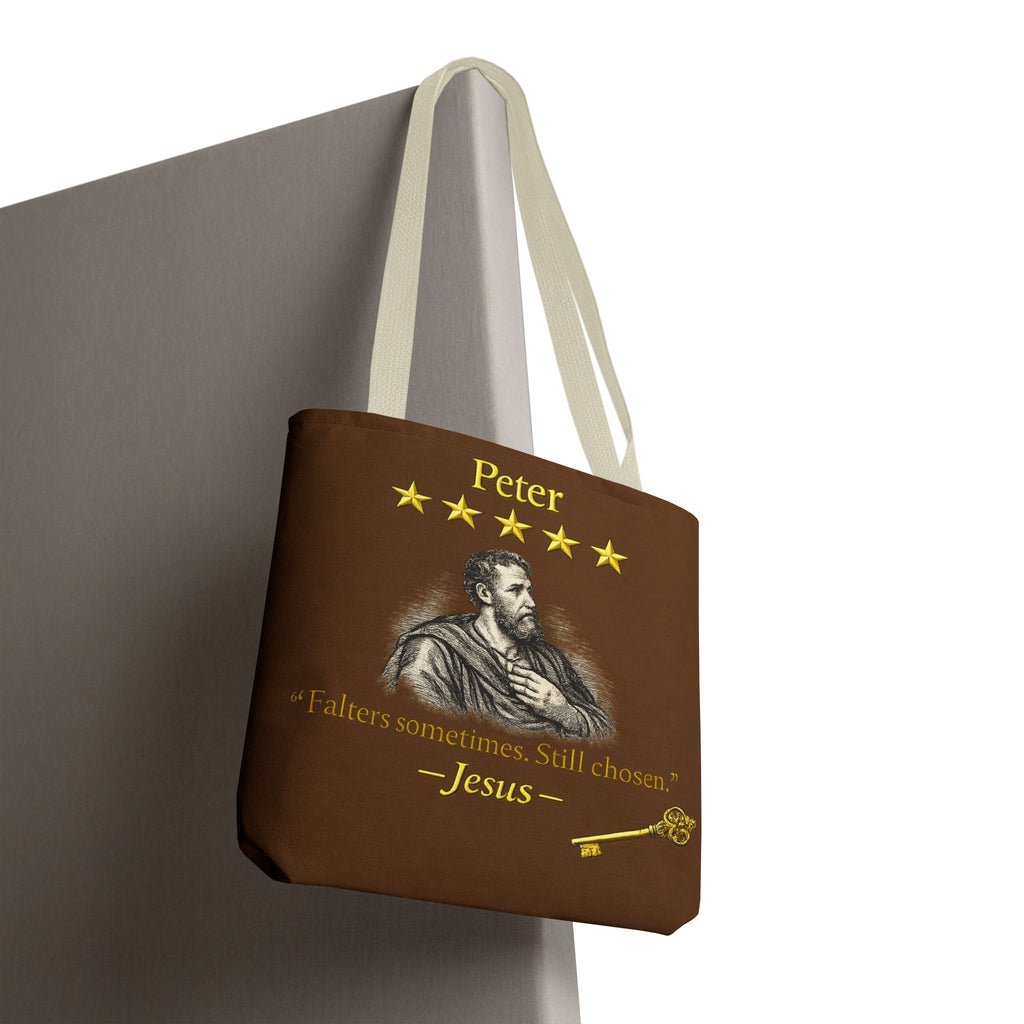 Peter – Tote Bag | “Falters Sometimes. Still Chosen.” Faith Graphic – Five-Star Faith Series