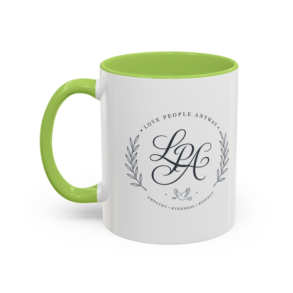 Love People Anyway Monogram Coffee Mug | Personalized Initial Crest Mug | Inspirational Gift