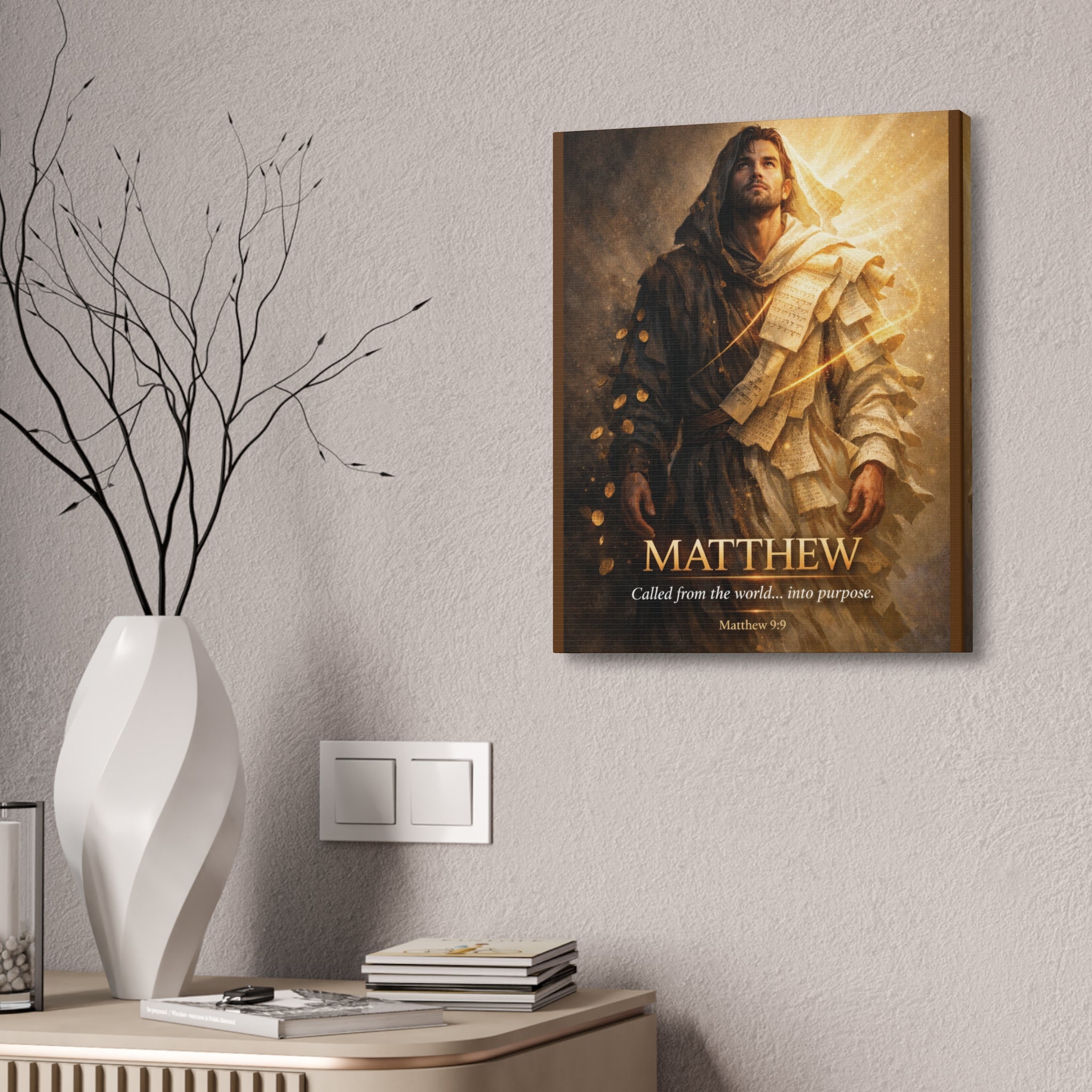 Matthew Bible Canvas Wall Art – “Called from the World… Into Purpose” Christian Scripture Canvas
