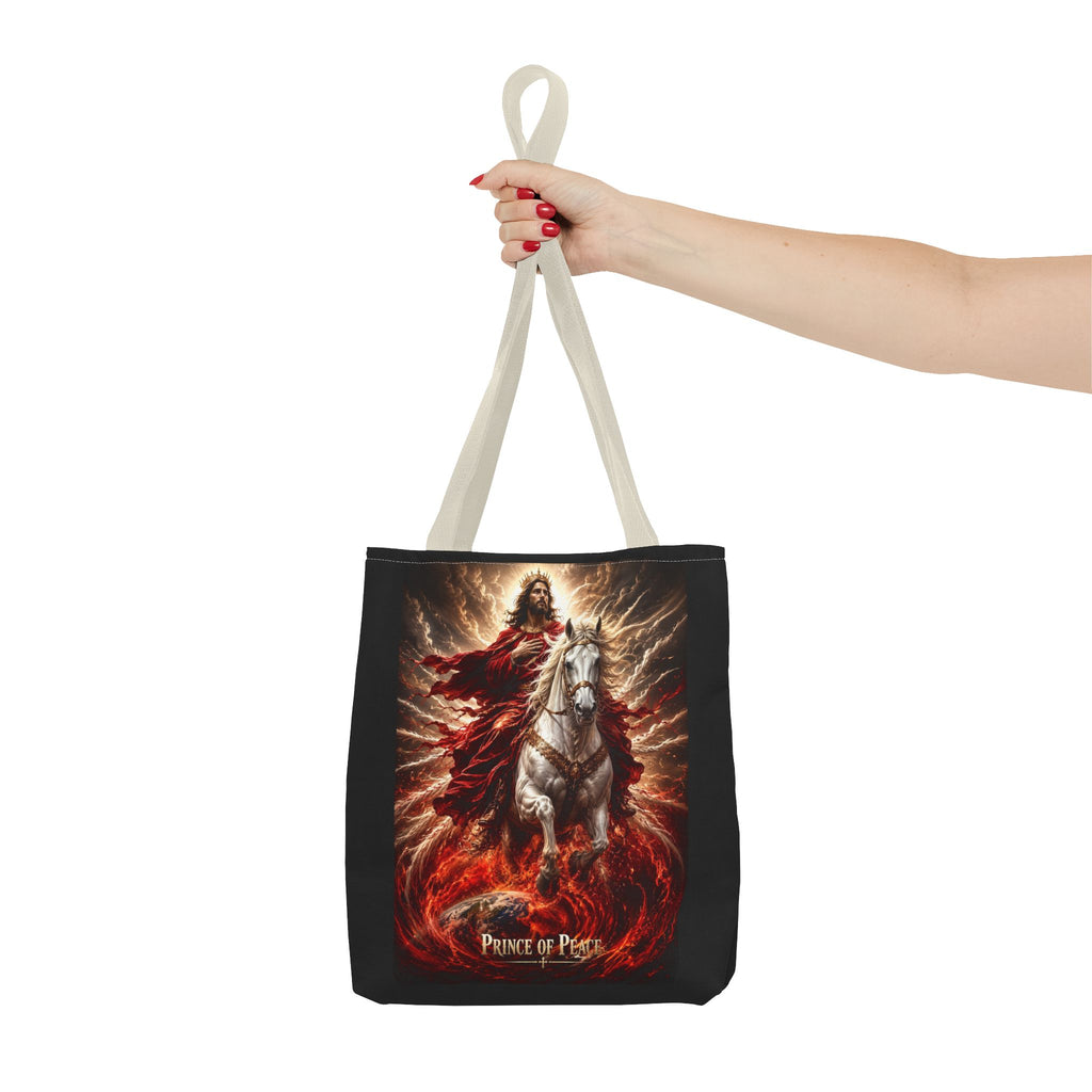 Prince of Peace Tote Bag | Jesus Riding White Horse Christian Tote | Inspirational Faith Carryall