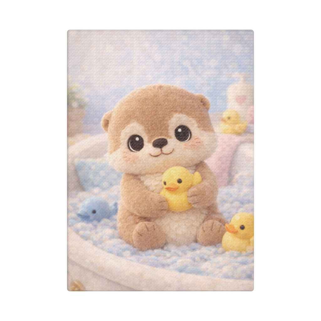 Woodland Otter Canvas — Nursery Woodland Animal Wall Art