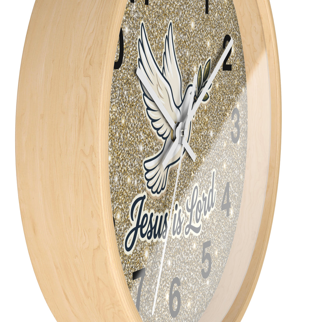 Jesus Is Lord Wall Clock | Dove of Peace Christian Wall Decor | Silent Faith Clock