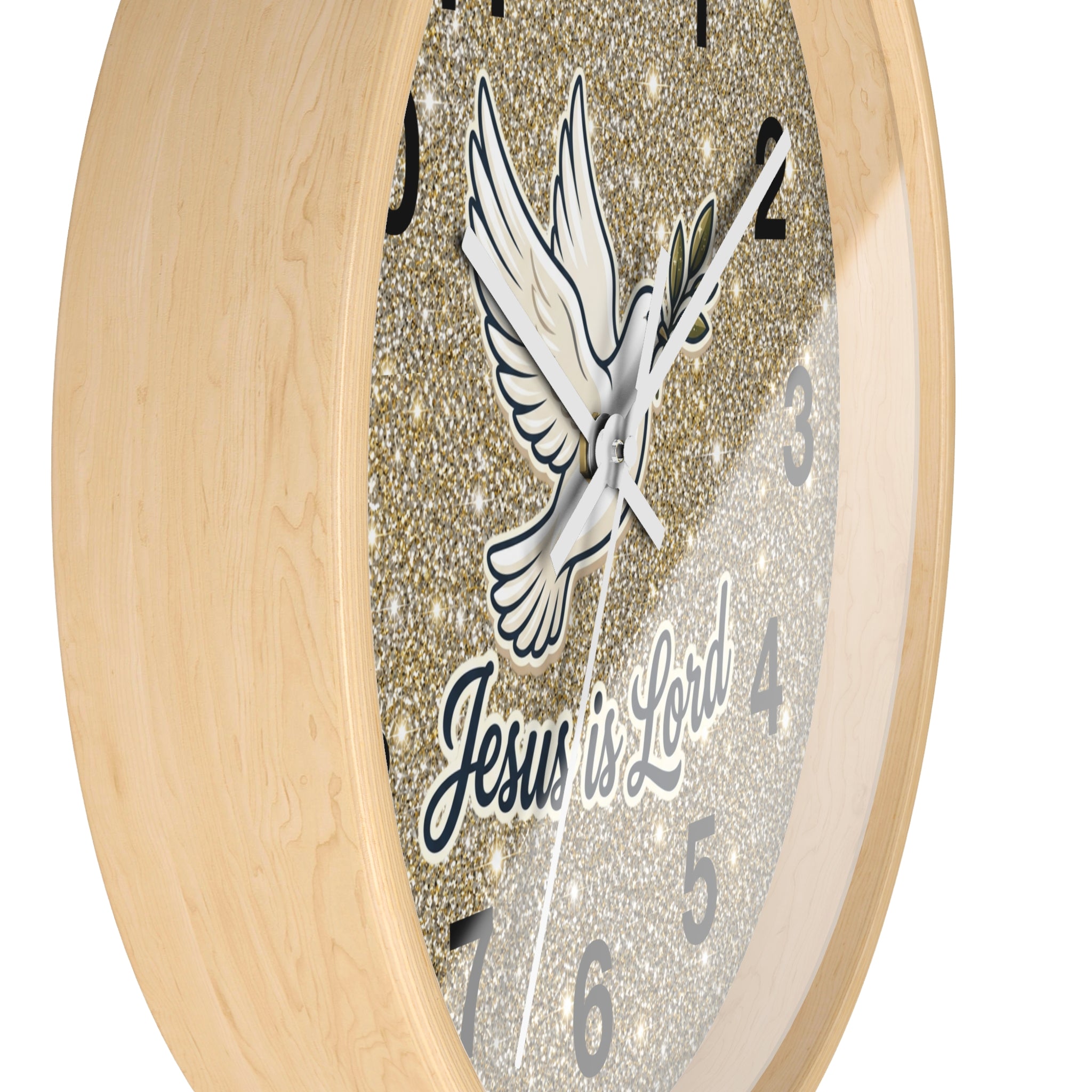 Jesus Is Lord Wall Clock | Dove of Peace Christian Wall Decor | Silent Faith Clock
