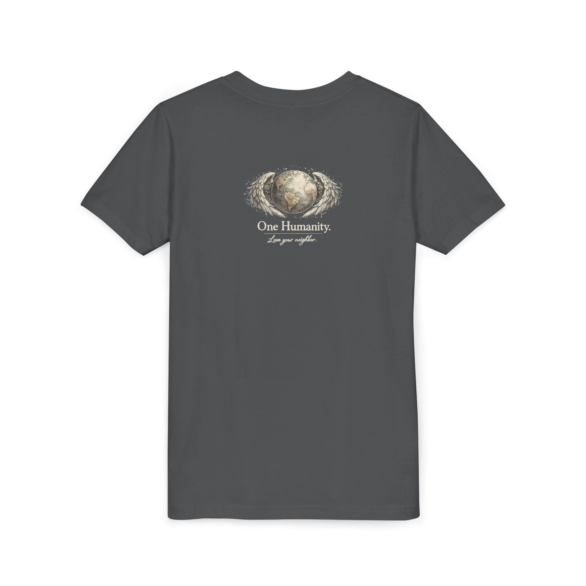 Youth “Quiet Kindness Changes Everything” Tee – Kids Inspirational T-Shirt with Earth & Friends Graphic