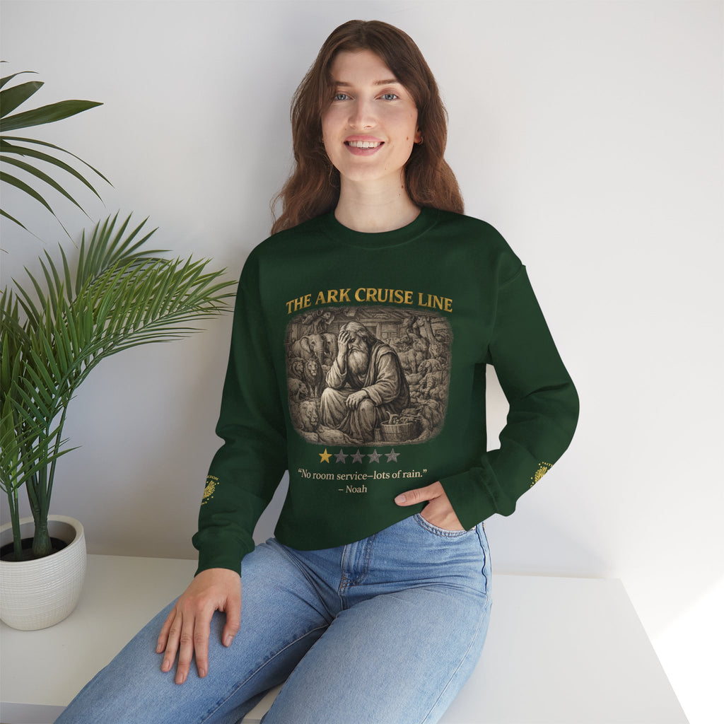 Noah – Crewneck Sweatshirt | “Ark Cruise Liner” Vintage Illustration – Five-Star Faith Series