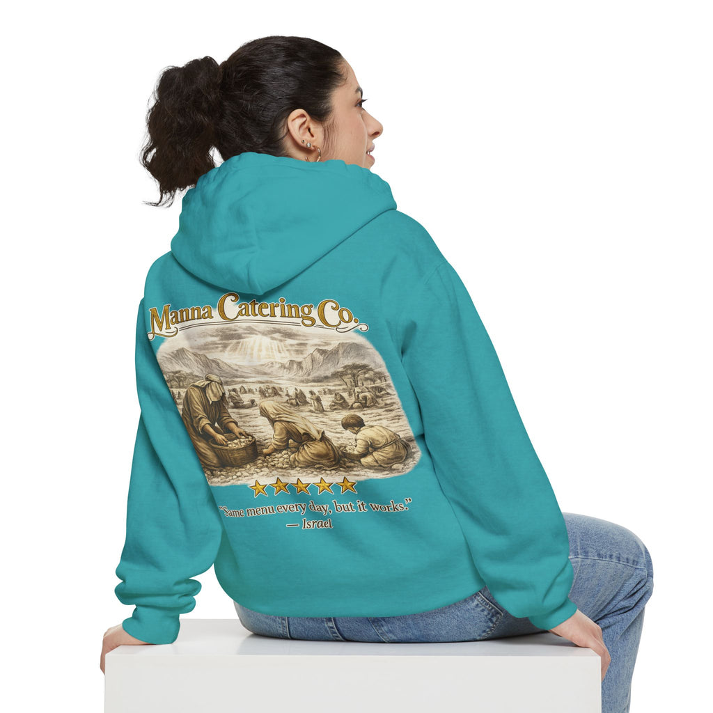 Manna Catering Co. – Hoodie | “Manna Review” Vintage Graphic – Five-Star Faith Series