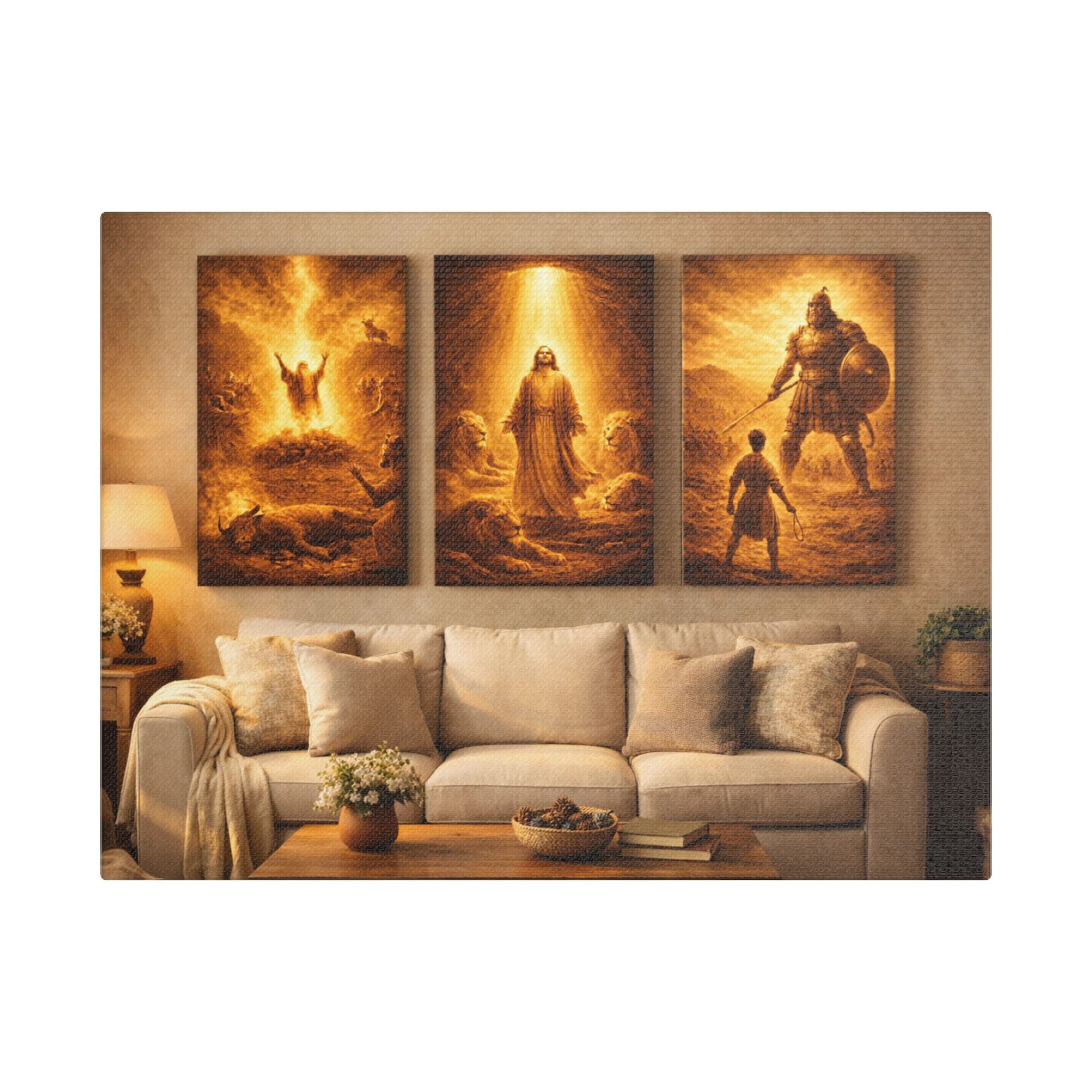 Religious Triptych Canvas — Biblical Scenes Wall Art