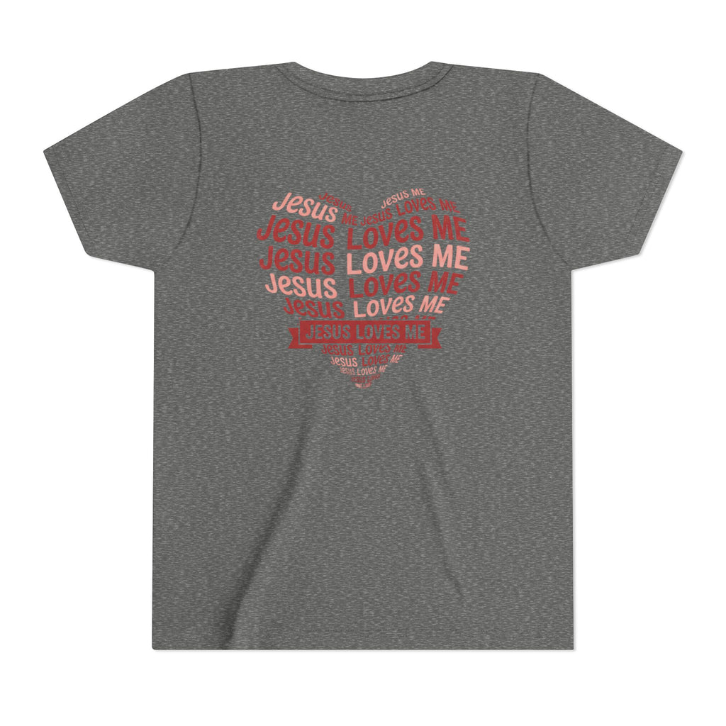 Jesus Loves Me Youth T-Shirt – Heart Word Cloud Christian Kids Tee | Faith Inspired Youth Shirt