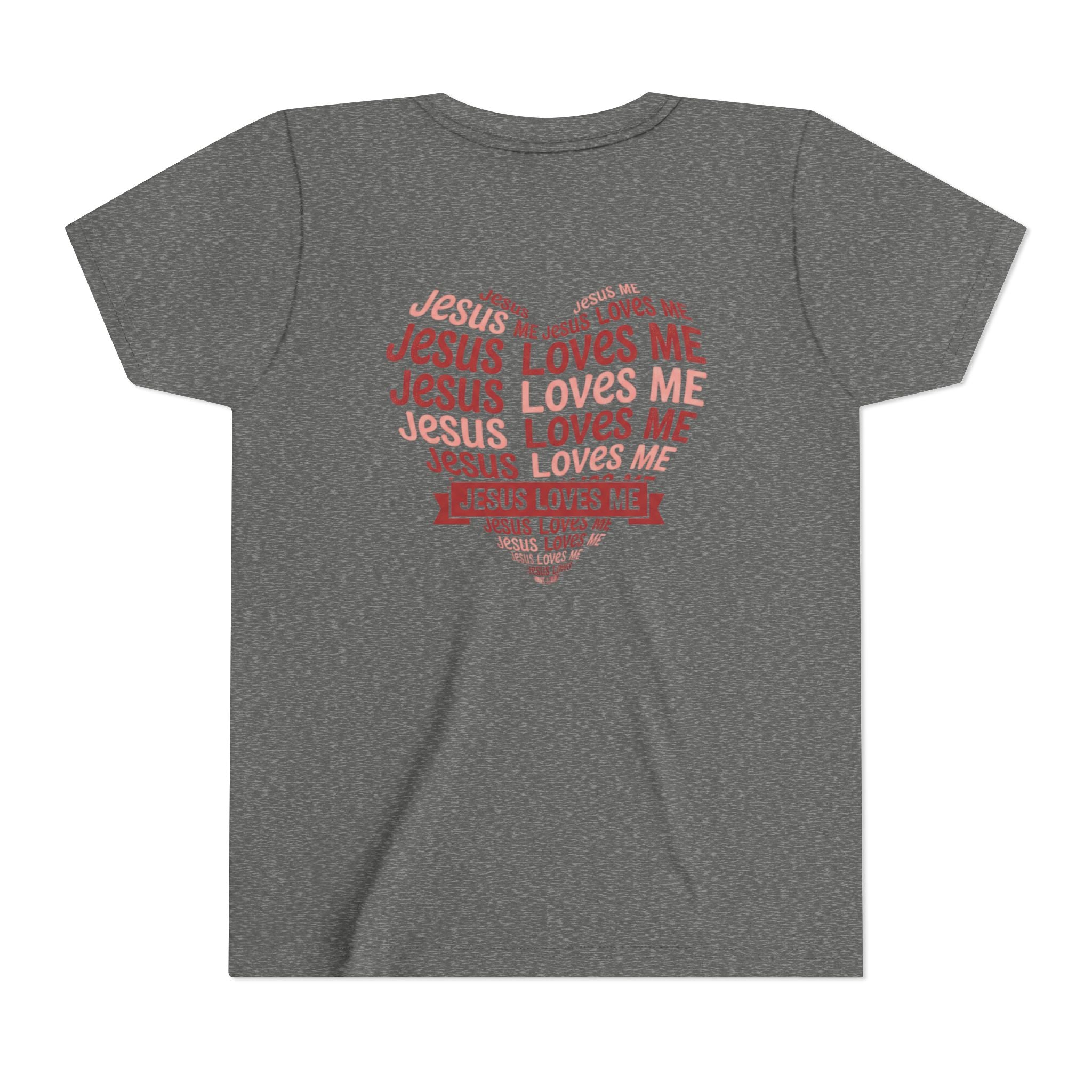 Jesus Loves Me Youth T-Shirt – Heart Word Cloud Christian Kids Tee | Faith Inspired Youth Shirt