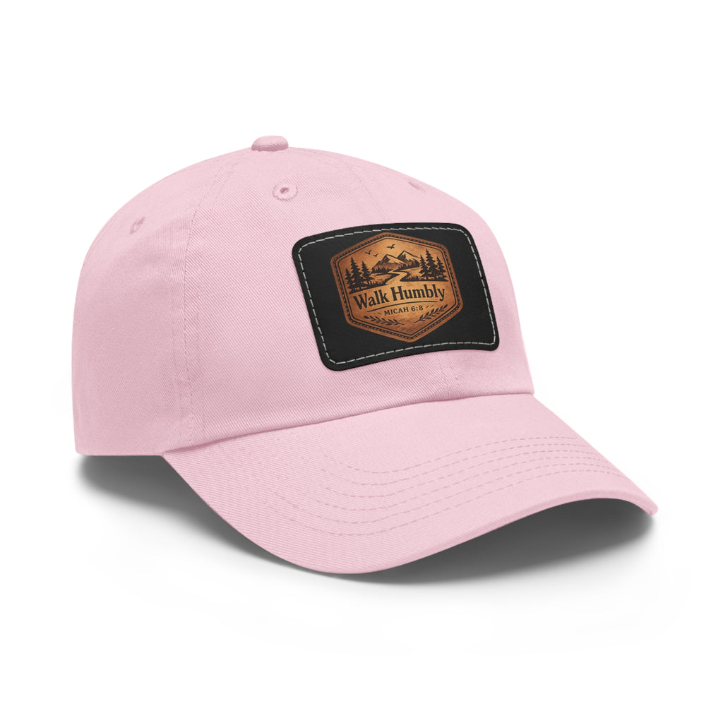 Walk Humbly Leather Patch Dad Hat | Micah 6:8 Christian Outdoor Cap | Faith Freedom Creations