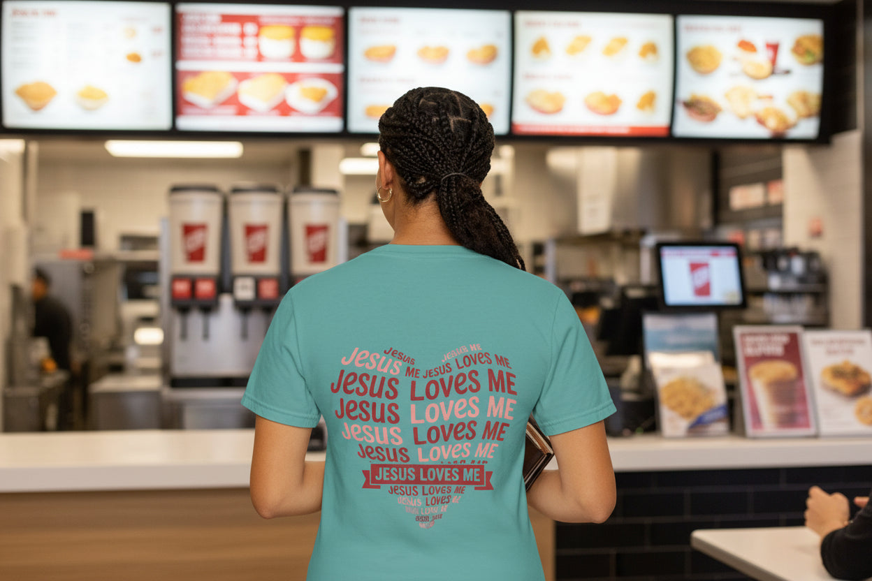 Jesus Loves Me Heart Garment-Dyed T-Shirt – Christian Faith Tee | Vintage Style Inspirational Shirt