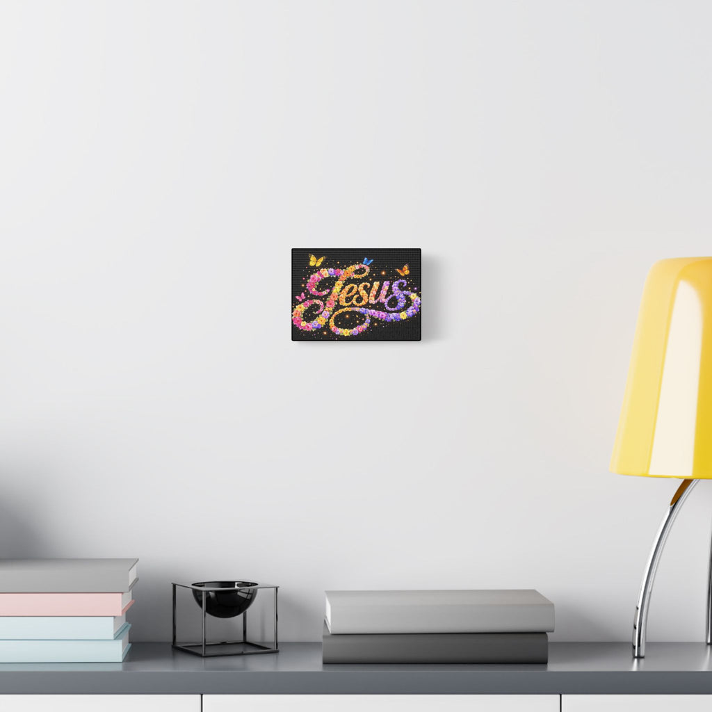 Jesus Floral Satin Canvas Wall Art – Butterfly Christian Canvas | Inspirational Faith Home Decor