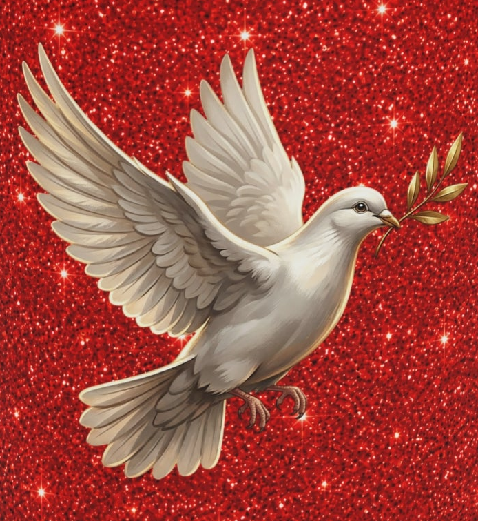 Peace Dove Heart Mug | Red Sparkle Christian Coffee Mug | White Dove Ceramic Cup