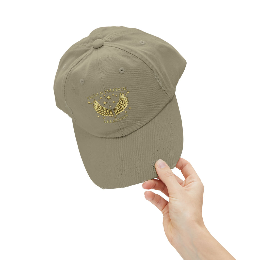 Faith & Freedom – Distressed Cap | Vintage Winged Stars Embroidered Hat