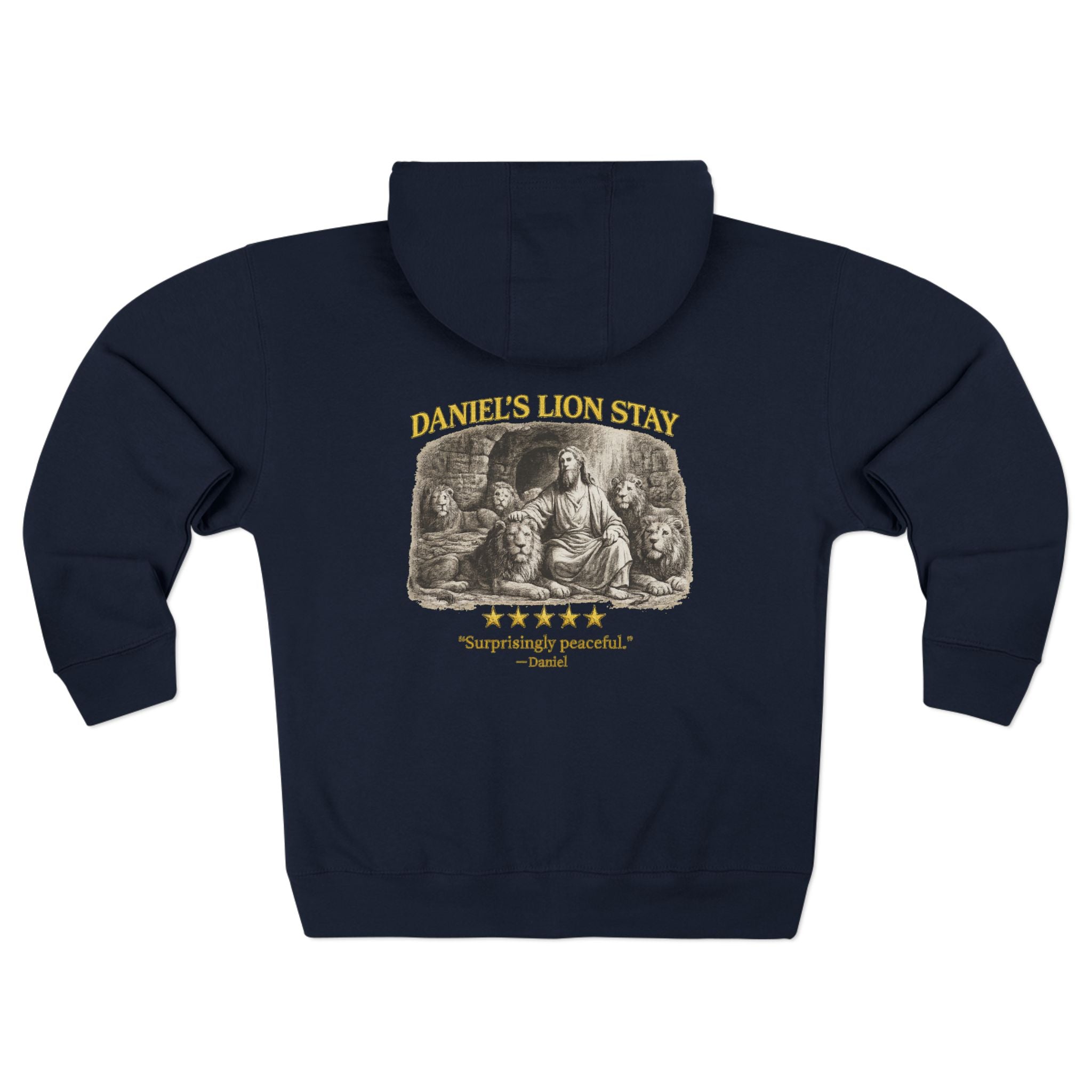 Vintage Lion Statue Zip Hoodie – “Surprising Daniel Lion Den Review” Christian Graphic Hoodie