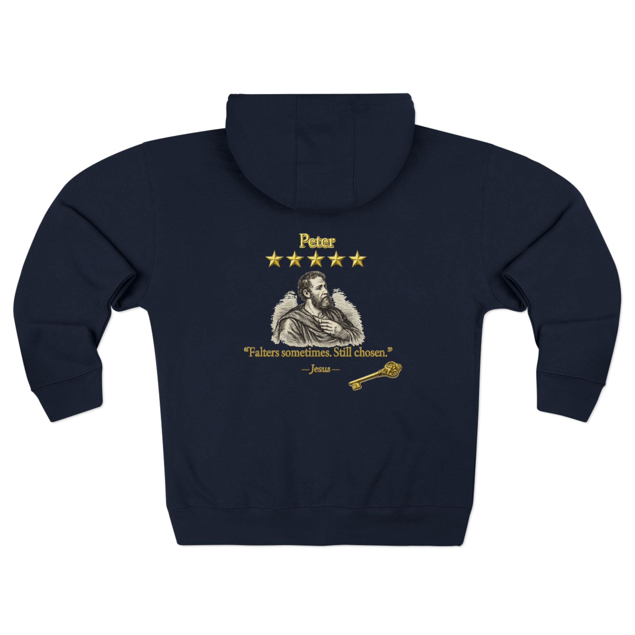 Vintage Shakespeare Zip Hoodie — "Peter, Review by Jesus"-⭐ Five-Star Faith Series⭐
