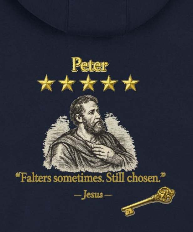 Peter – Zip Hoodie | “Review by Jesus” Vintage Graphic – Five-Star Faith Series