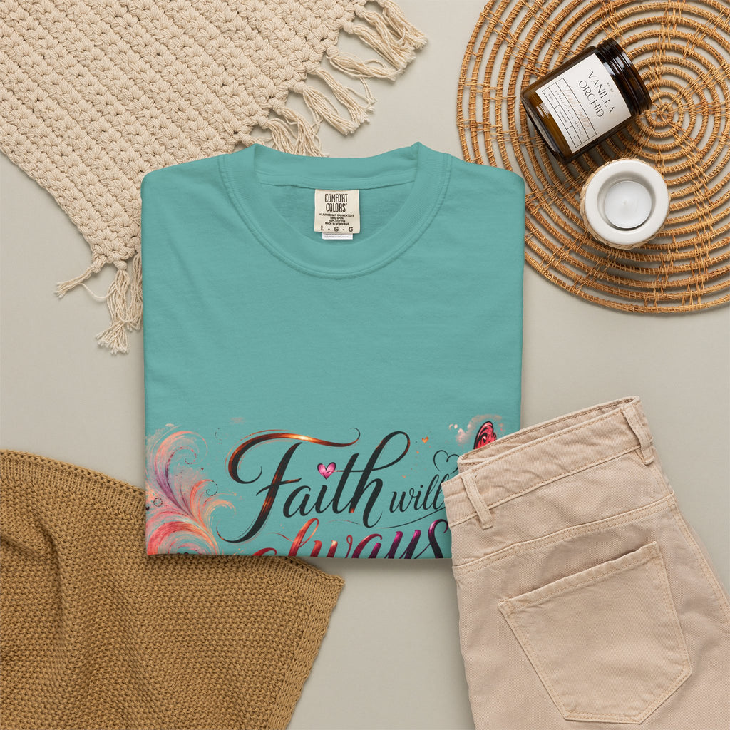 Faith Will Always Carry You T-Shirt | Butterfly Inspirational Comfort Colors® Tee