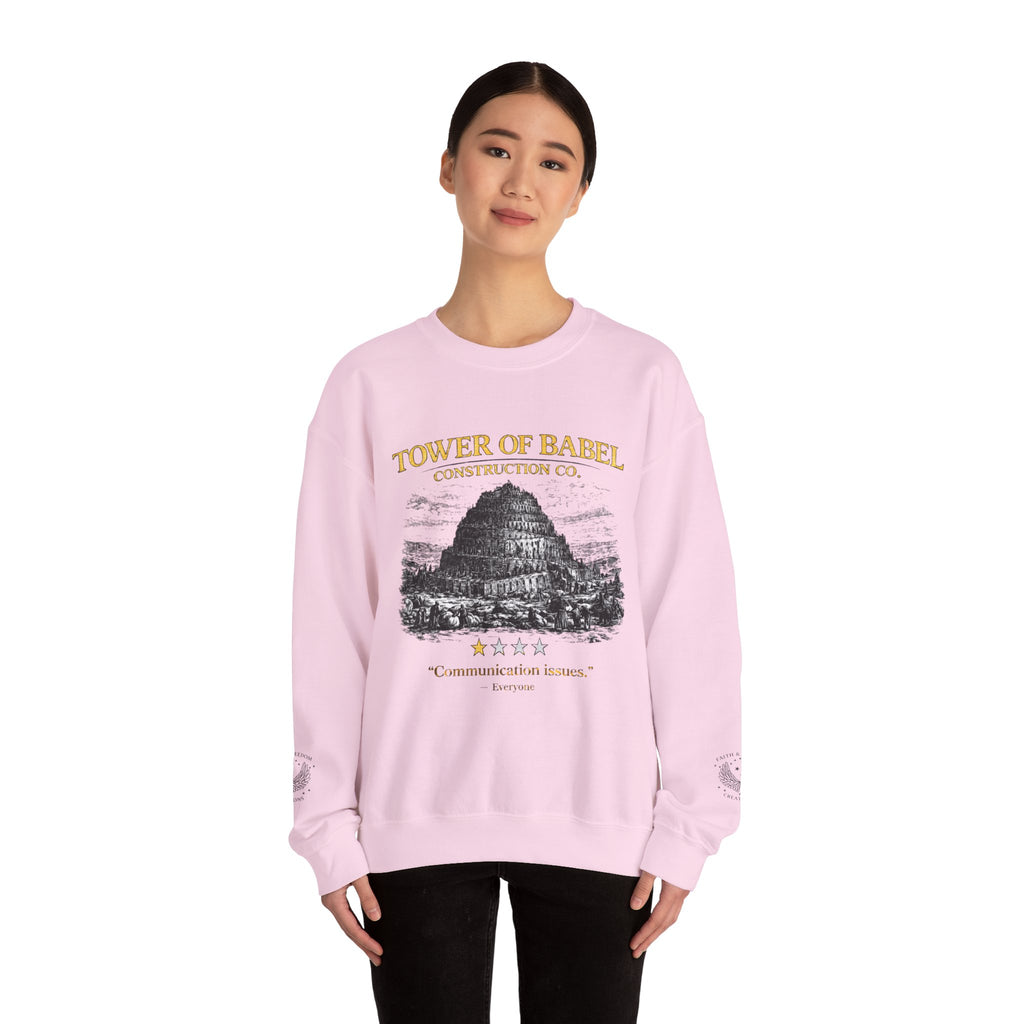 Tower of Babel – Crewneck Sweatshirt | “Review” Vintage Graphic – Five-Star Faith Series