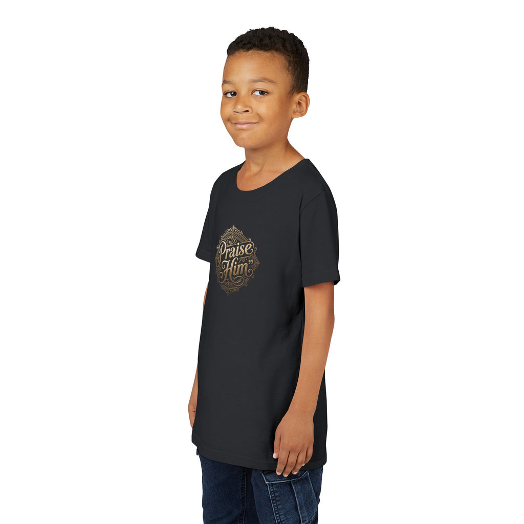 Praise Him Psalms 34:1 Youth T-Shirt | Christian Kids Faith Tee | Inspirational Youth Apparel