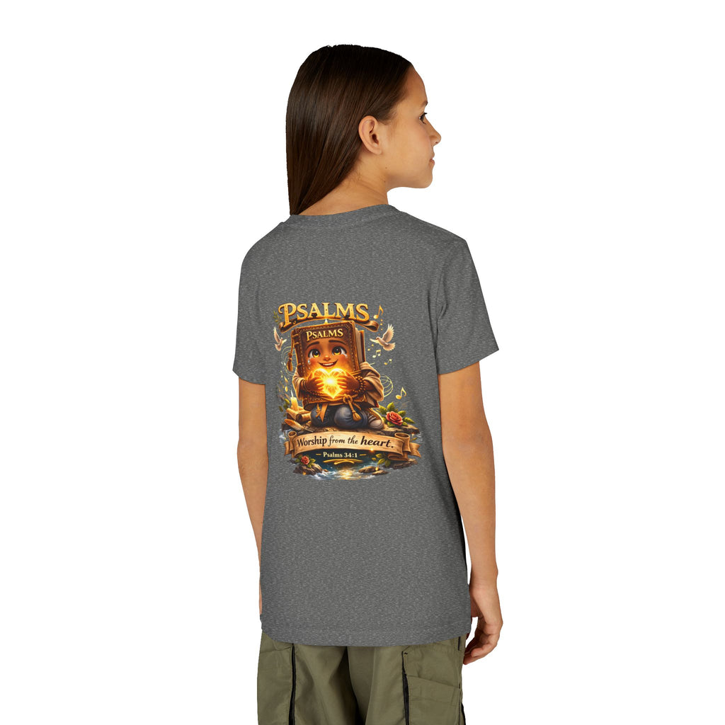 Praise Him Psalms 34:1 Youth T-Shirt | Christian Kids Faith Tee | Inspirational Youth Apparel