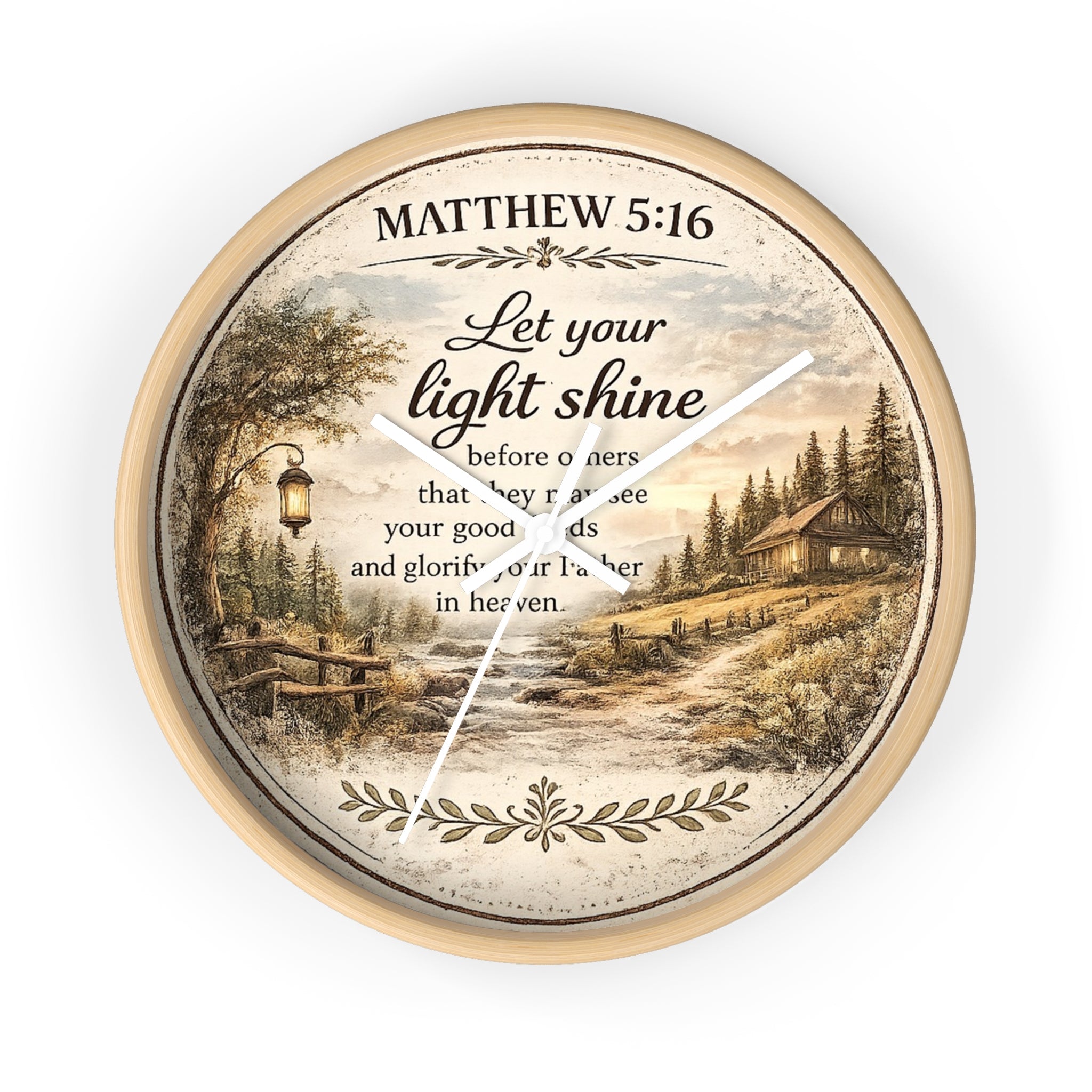 Matthew 5:16 Wall Clock | Let Your Light Shine Christian Clock | Inspirational Faith Home Decor
