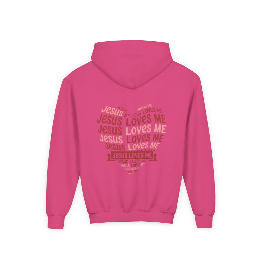 Jesus Loves Me Youth Hoodie – Heart Word Cloud Christian Kids Sweatshirt | Faith Inspired Kids Apparel
