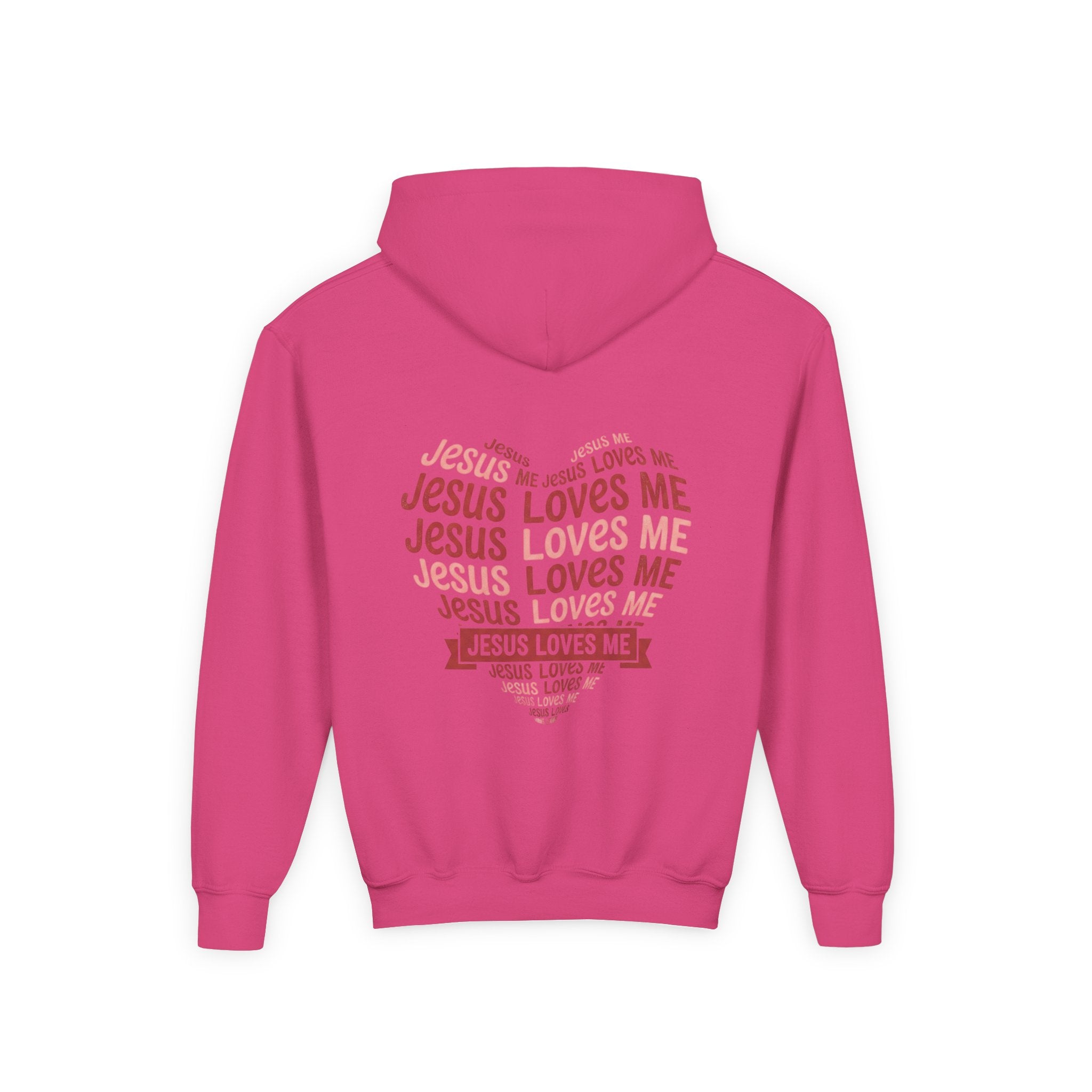 Jesus Loves Me Youth Hoodie – Heart Word Cloud Christian Kids Sweatshirt | Faith Inspired Kids Apparel