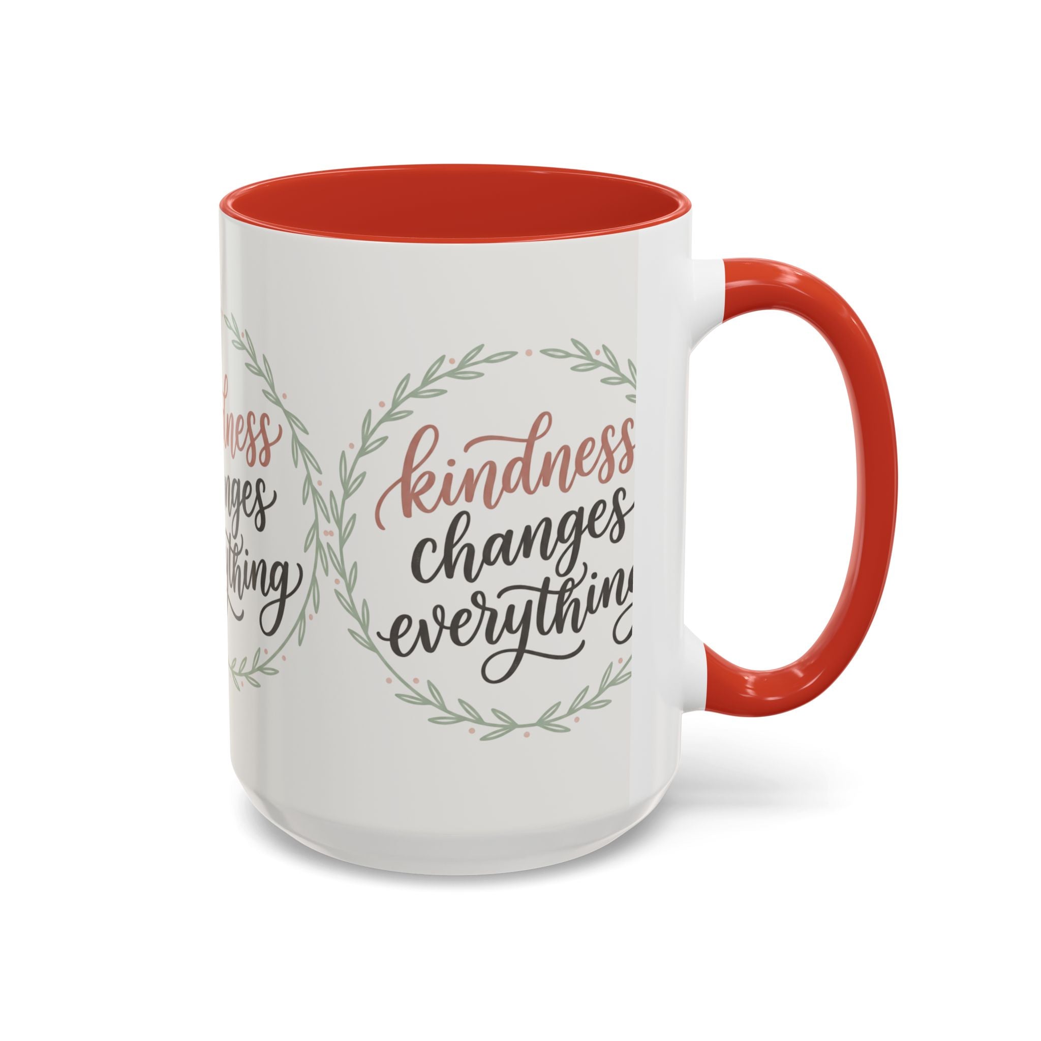Kindness Changes Everything Accent Coffee Mug | Inspirational Ceramic Mug | Faith Freedom Creations