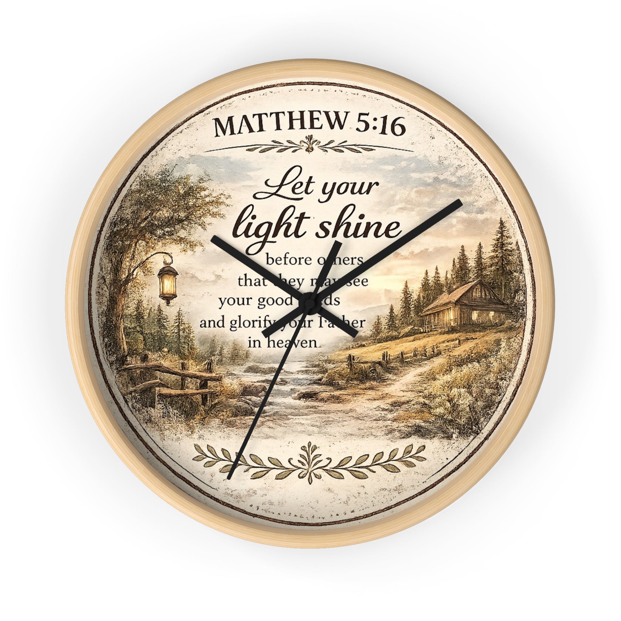 Matthew 5:16 Wall Clock | Let Your Light Shine Christian Clock | Inspirational Faith Home Decor