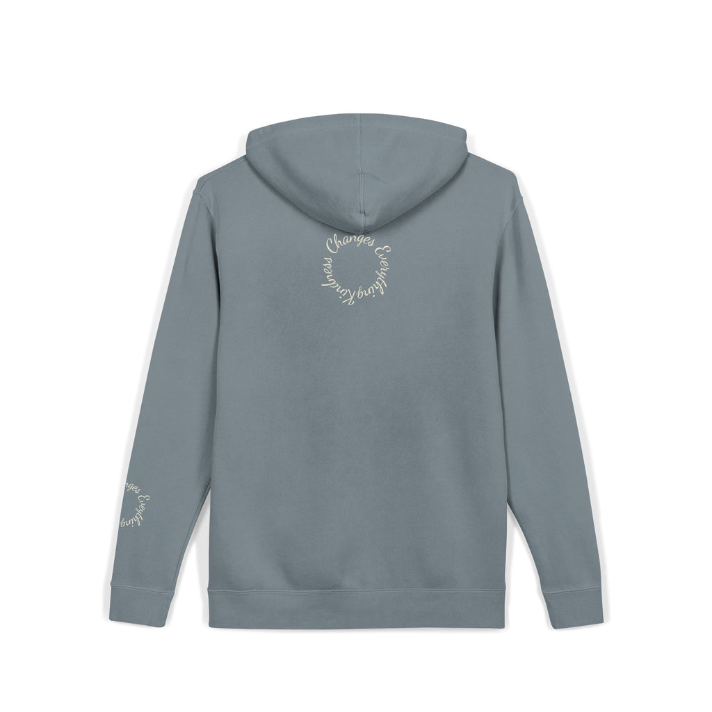 “We Are All Human” Pigment-Dyed Hoodie – Inclusive Comfort Pullover | Inspirational Minimalist Hoodie