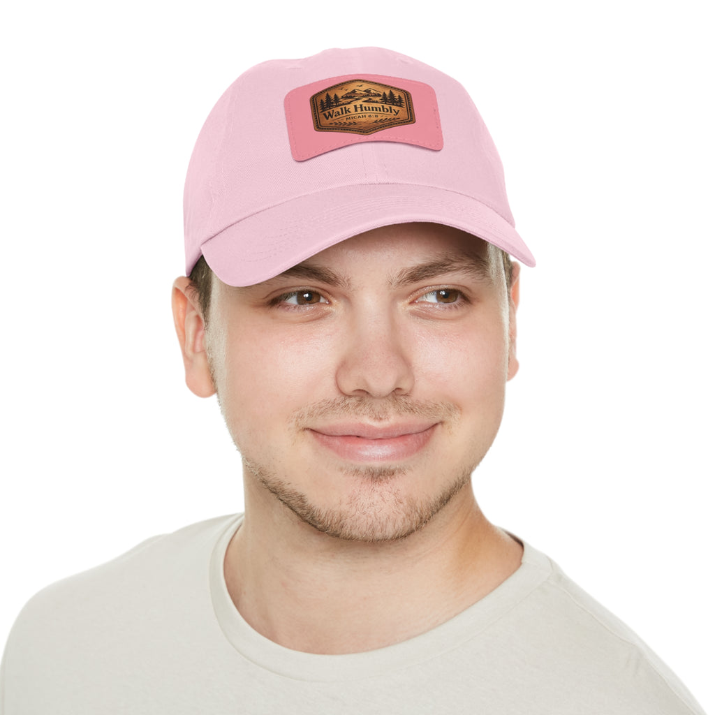 Walk Humbly Leather Patch Dad Hat | Micah 6:8 Christian Outdoor Cap | Faith Freedom Creations