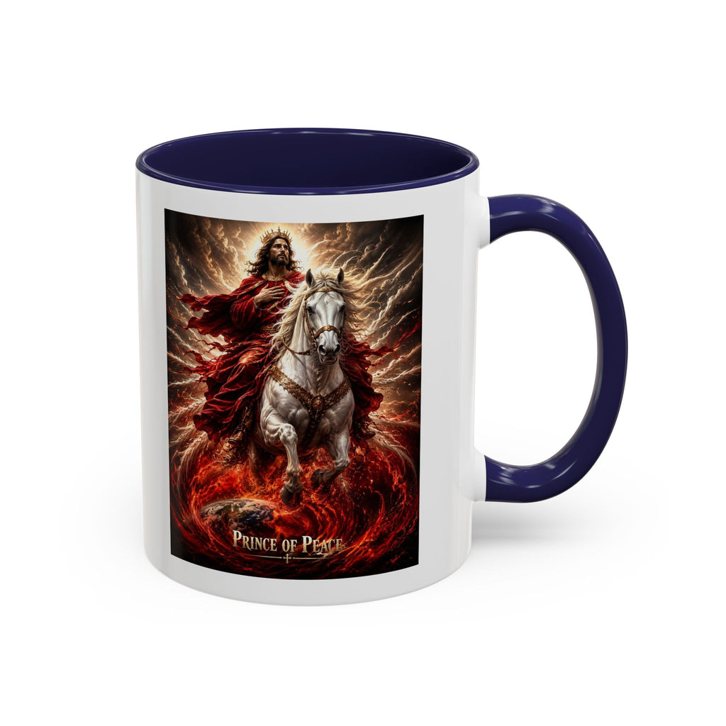 Prince of Peace Coffee Mug | Christian Jesus Rider Accent Mug | Inspirational Faith Gift